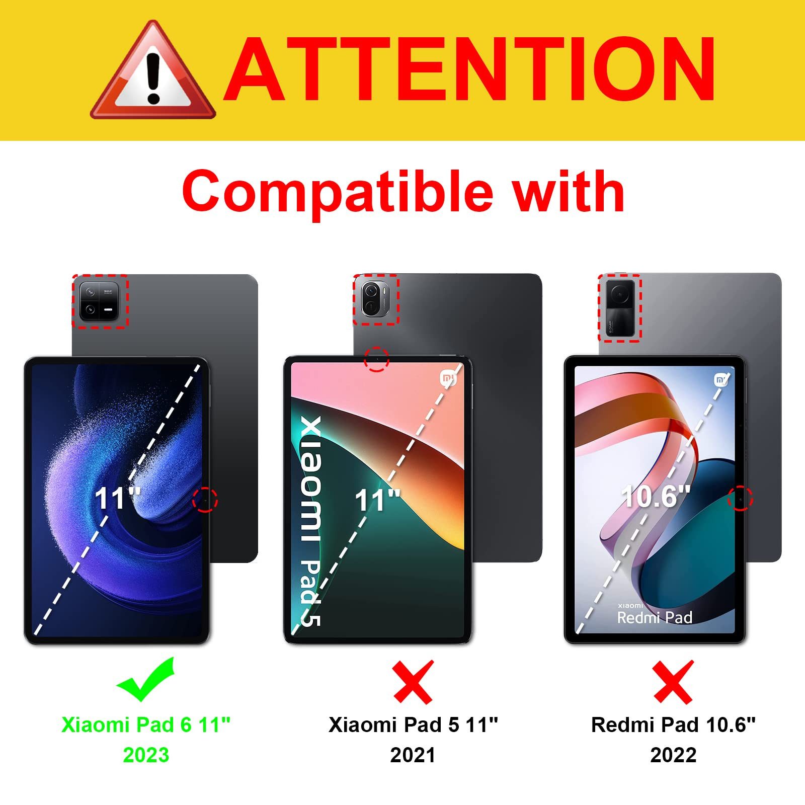 Fintie Tablet-Hülle Hybrid Hülle für Xiaomi Pad 6 / Xiaomi Pad 6 Pro 11 Zoll 2023, Stoßfeste Abdeckung mit Transparent Hartschalen Rückseite, Stifthalter