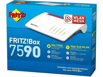 AVM Fritzbox 7590 Wireless Router + DSL VDSL Modem WLAN-Router, 2,5 GHz / 5 GHz Dual-Band, Mesh, USB 3.0, NAS