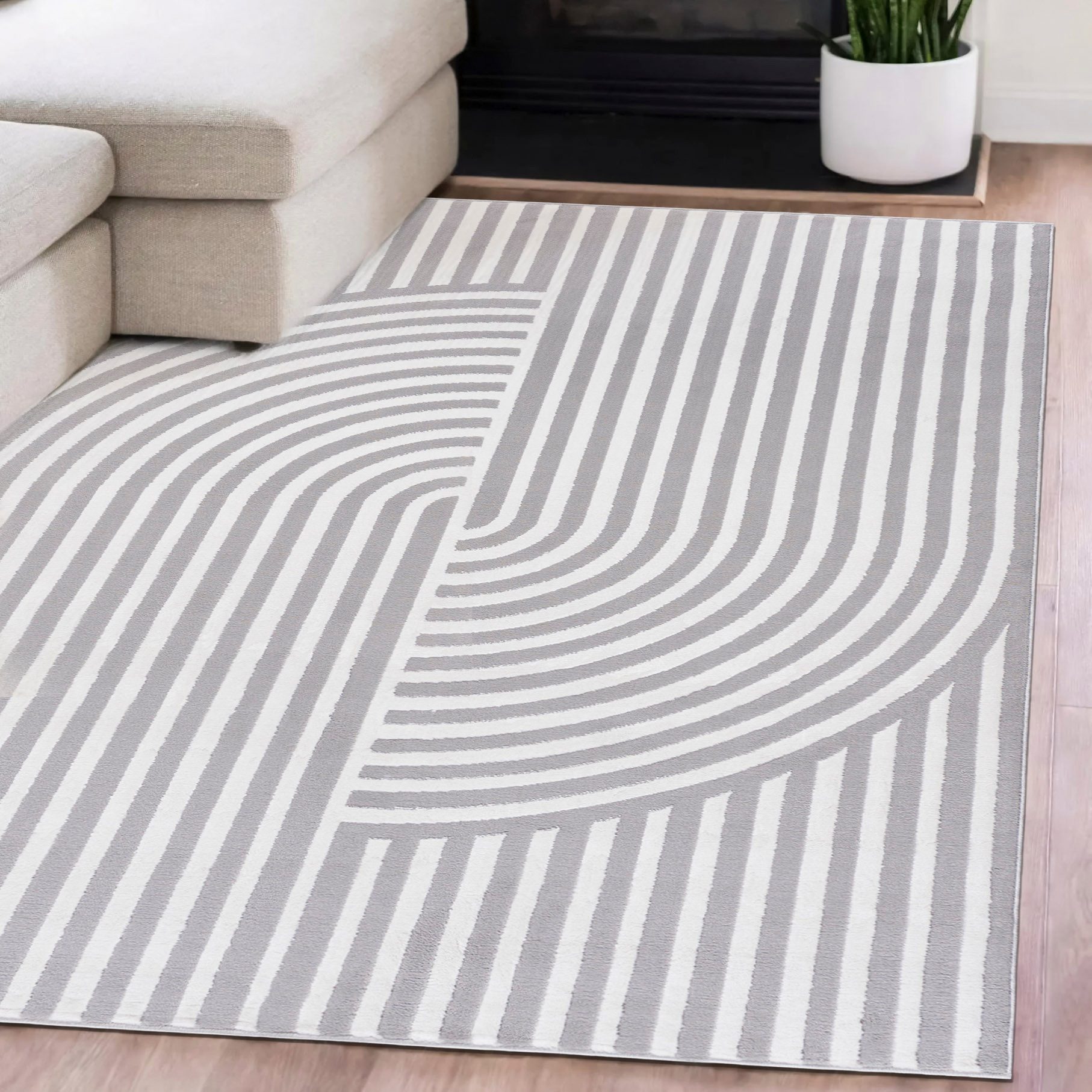 Mazovia Designteppich Modern Geometrisch Teppich Minimalistisch Weich Teppich für Wohnzimmer, 180 x 250 cm, Fußbodenheizung