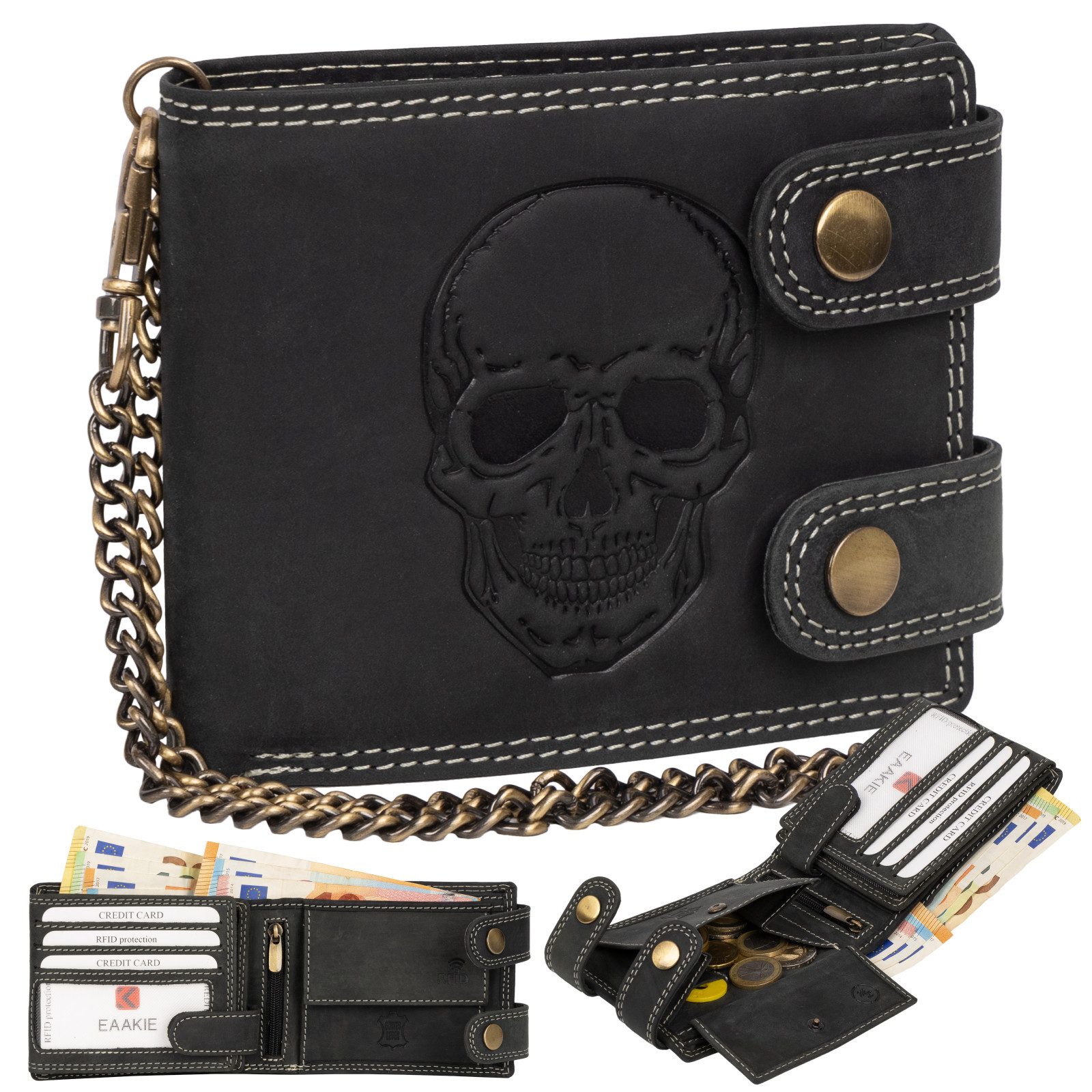 EAAKIE Geldbörse Leder Geldbörse Herren RFID Portemonnaie Echtleder Geldbör günstig online kaufen