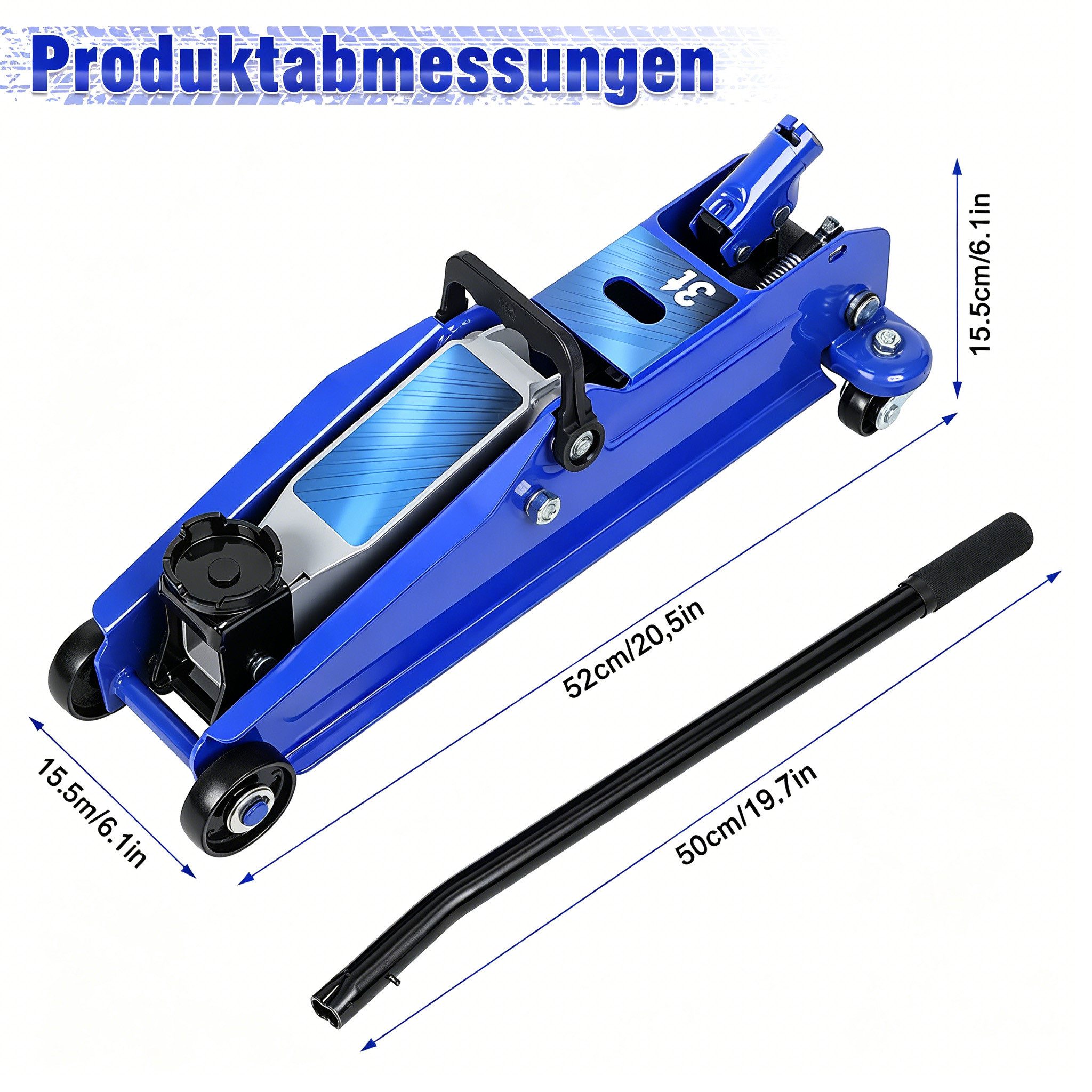 Rutaqian Wagenheber Wagenheber Hydraulisch bis 3T, 13–38 cm Hubhöhe, Hydraulikwagenheber, max. Hubhöhe: 38 cm, Rangierwagenheber Autoheber für Autos, 1-tlg., Hochleistungs-Hydraulikwagenheber aus Stahl,Schnellhub mit Rädern