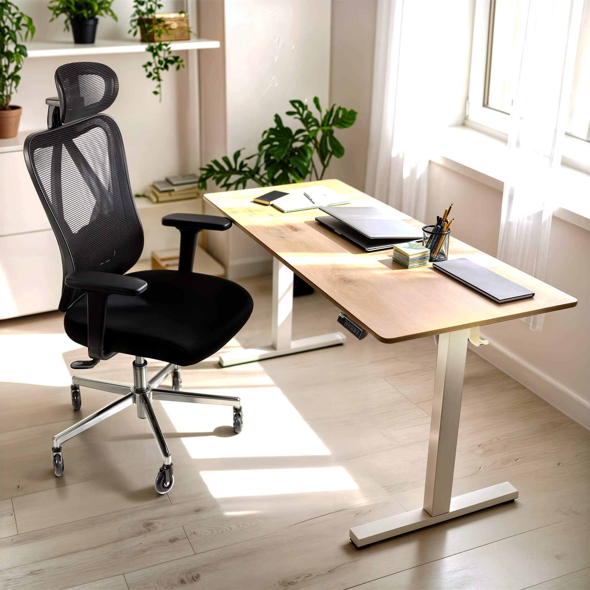 Arebos Bürostuhl Ergonomischer Schreibtischstuhl Wippfunktion Rückenschonend Premium, Mit 3-stufiger Liegeverriegelung (90–125) – Bild 2 von 5