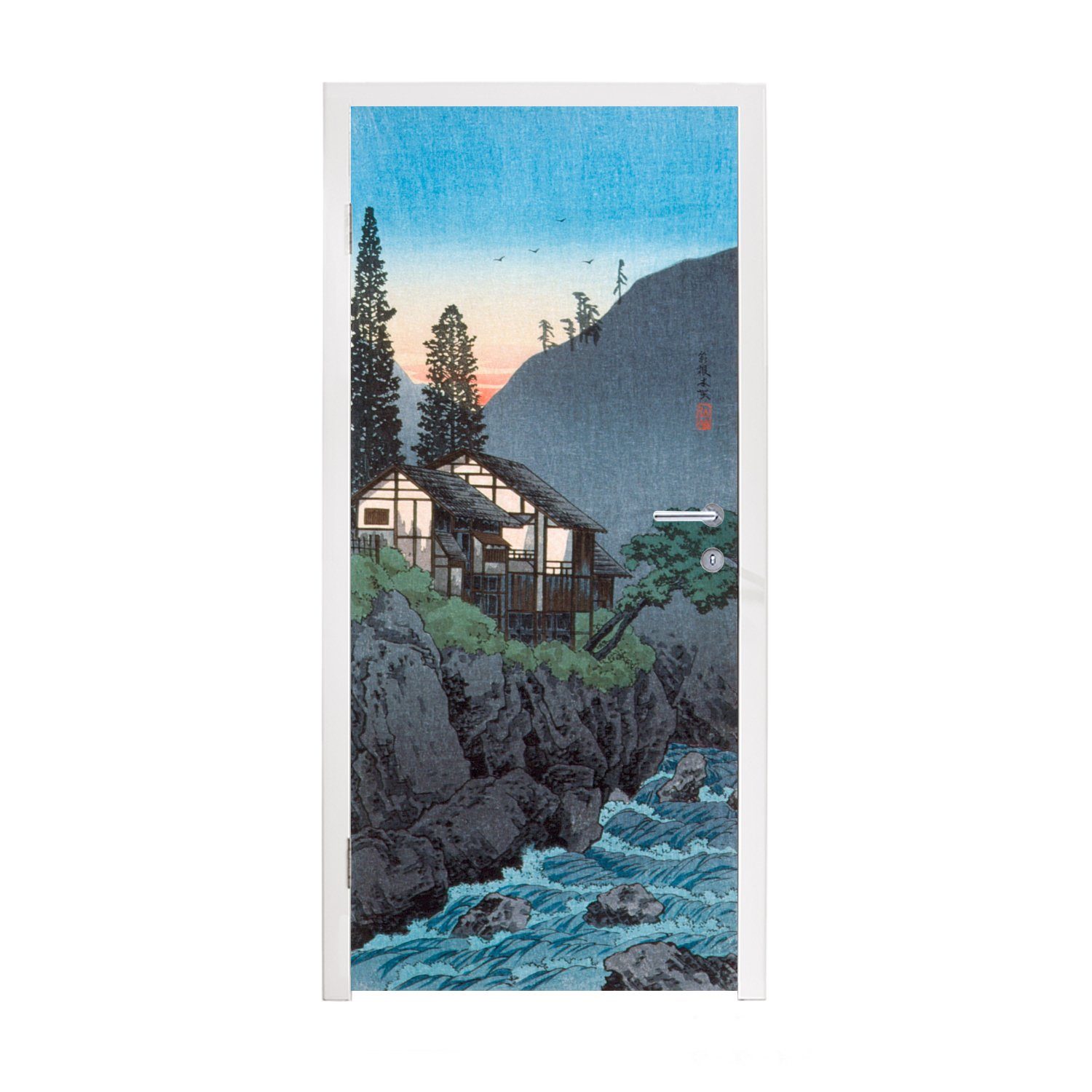 MuchoWow Türtapete Malerei - Kunst - Japanisch, Matt, bedruckt, (1 St), Fototapete für Tür, Türaufkleber, 75x205 cm