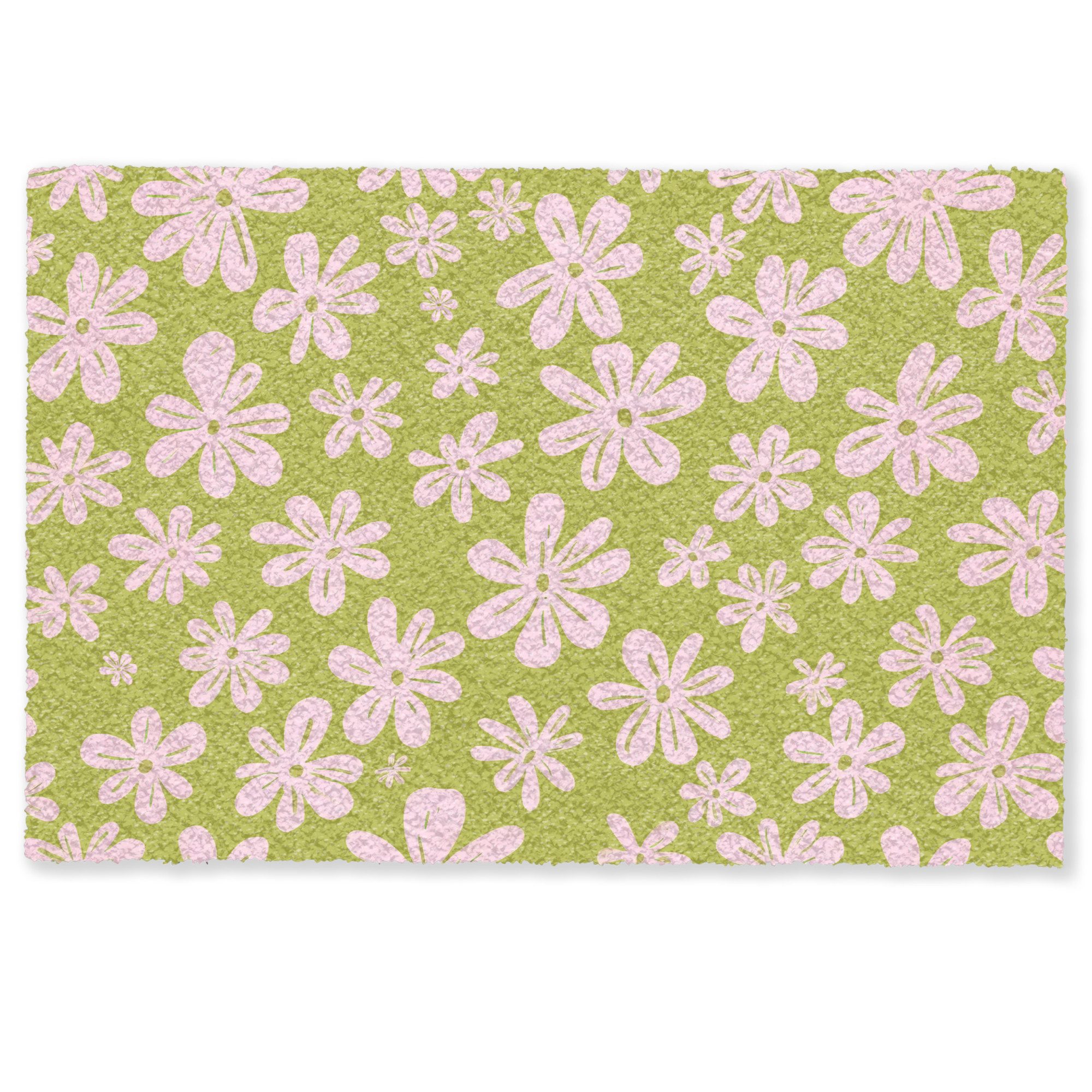 MuchoWow Fußmatte Blumen - Rosa - Gemustert, Rechteckig, innen Schmutzfangmatte, Tür, Schmutzfänger Flur, Teppich, 60x40 cm