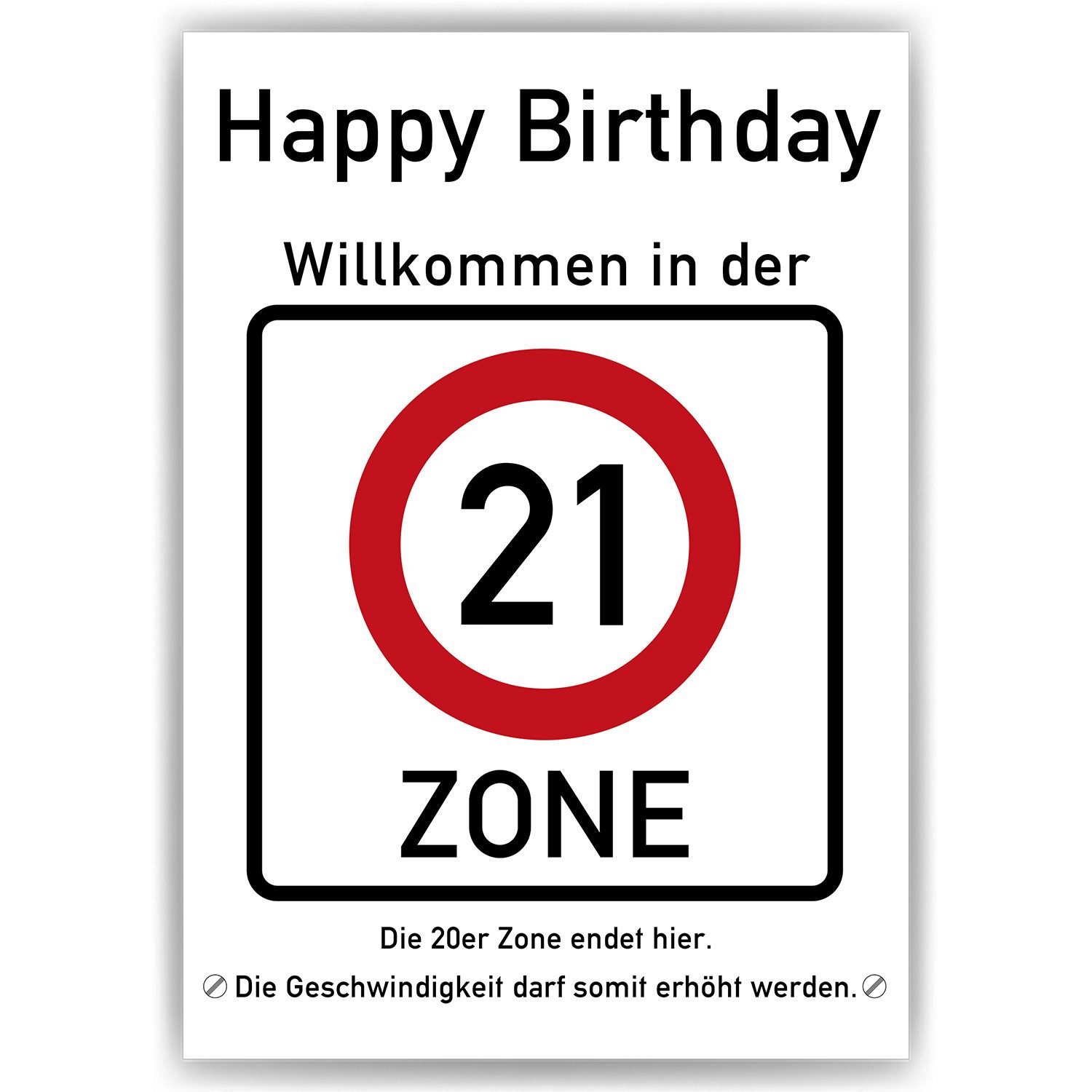 Tigerlino Poster 21. Geburtstag Geschenk Verkehrszeichen günstig online kaufen