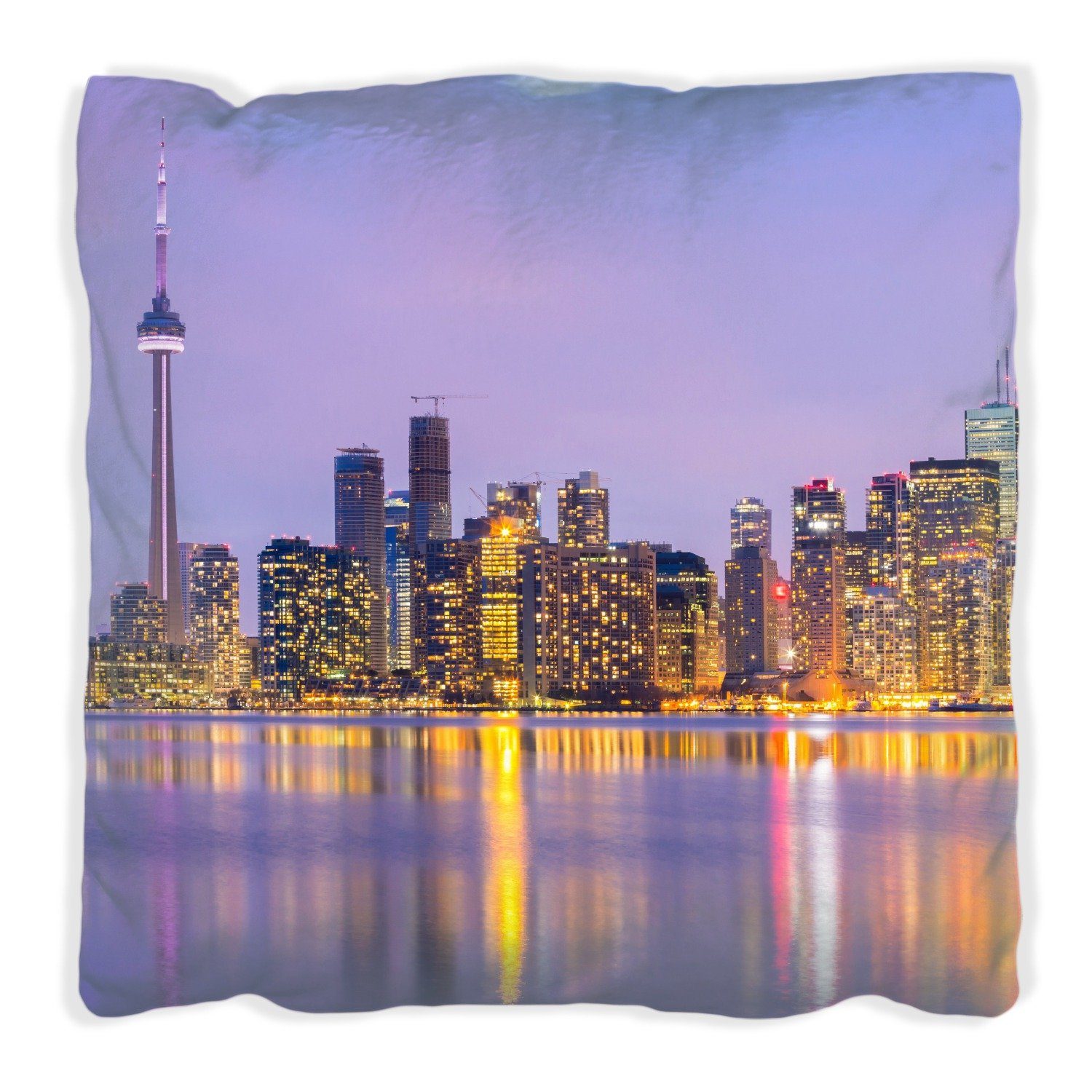 Wallario Dekokissen Toronto Skyline - Kanada am Abend, handgenäht | Dekokissen