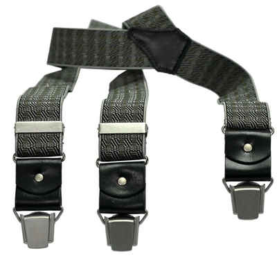 LLOYD Men’s Belts Hosenträger LLOYD-Hosenträger 35 mm 3-streifig Lederrückenteil - anthracite Lederkartusche vorn