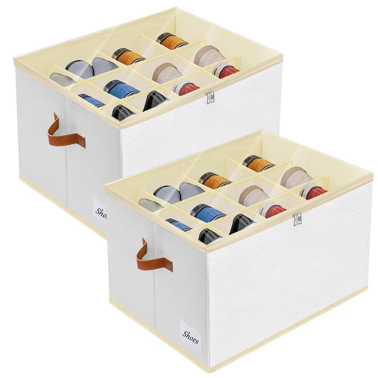 LuxusKollektion Schuhbox Schuhschrank 24 Fächer stapelbar Oxford (2 St)
