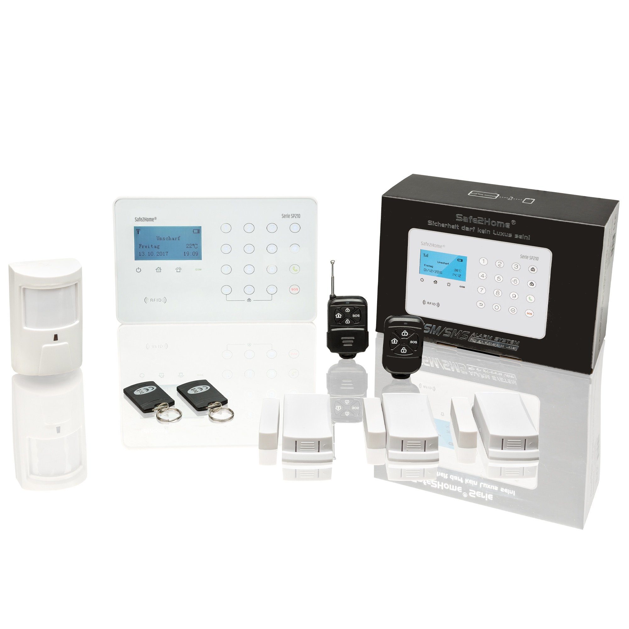 Safe2Home Safe2Home® SP210 mit Sabotageschutz – WIFI / GSM / SMS  Alarmierung - Lichtsteuerung Alarmanlage