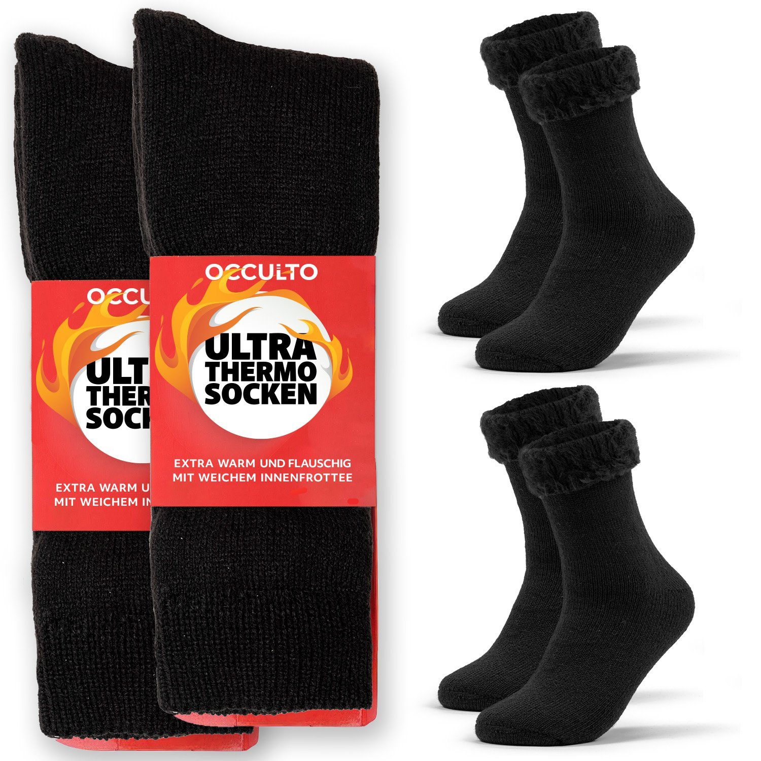 Thermosocken Nils) Herren Ultra Blk (Modell: 2er Pack (2-Paar) OCCULTO Thermosocken