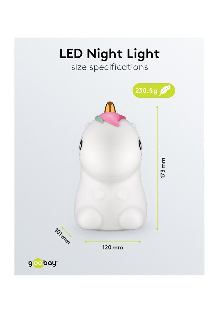 EINHORN, und mit LED Farbwechsler, Touch-Sensor Nachtlicht Farbwechsel Goobay