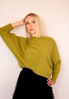 MonCaprise by Clothè Fledermauspullover Pullover mit Fledermausärmeln One Size 34 - 36 grün mit U-Ausschnitt