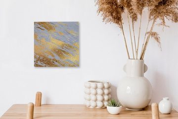OneMillionCanvasses® Leinwandbild Marmor - Muster - Gold - Blau, (1 St), Leinwand Bilder für Wohnzimmer Schlafzimmer
