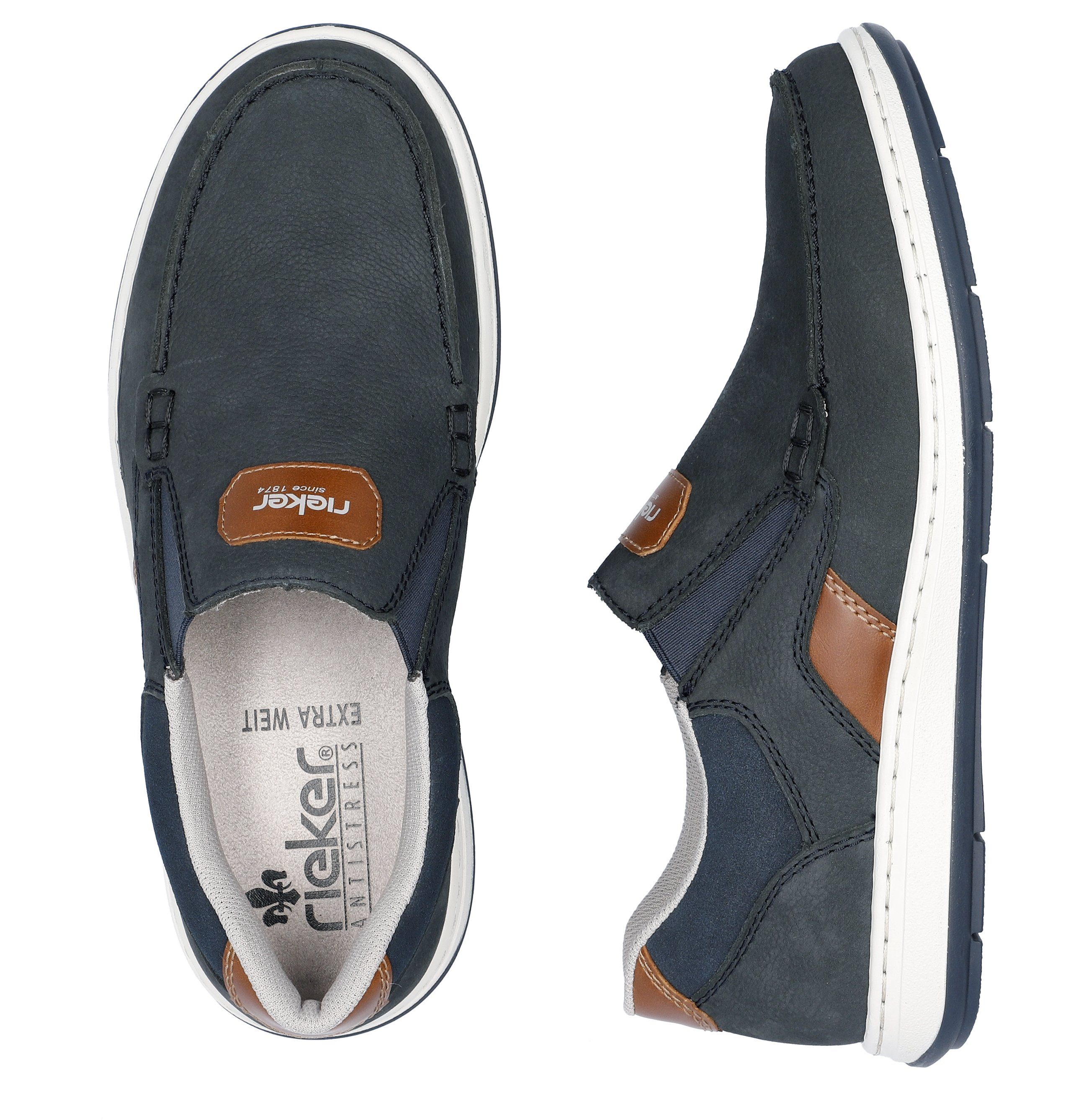 Rieker Slipper Mokassin, Loafer, Komfortschuh mit Gummizug für guten Sitz