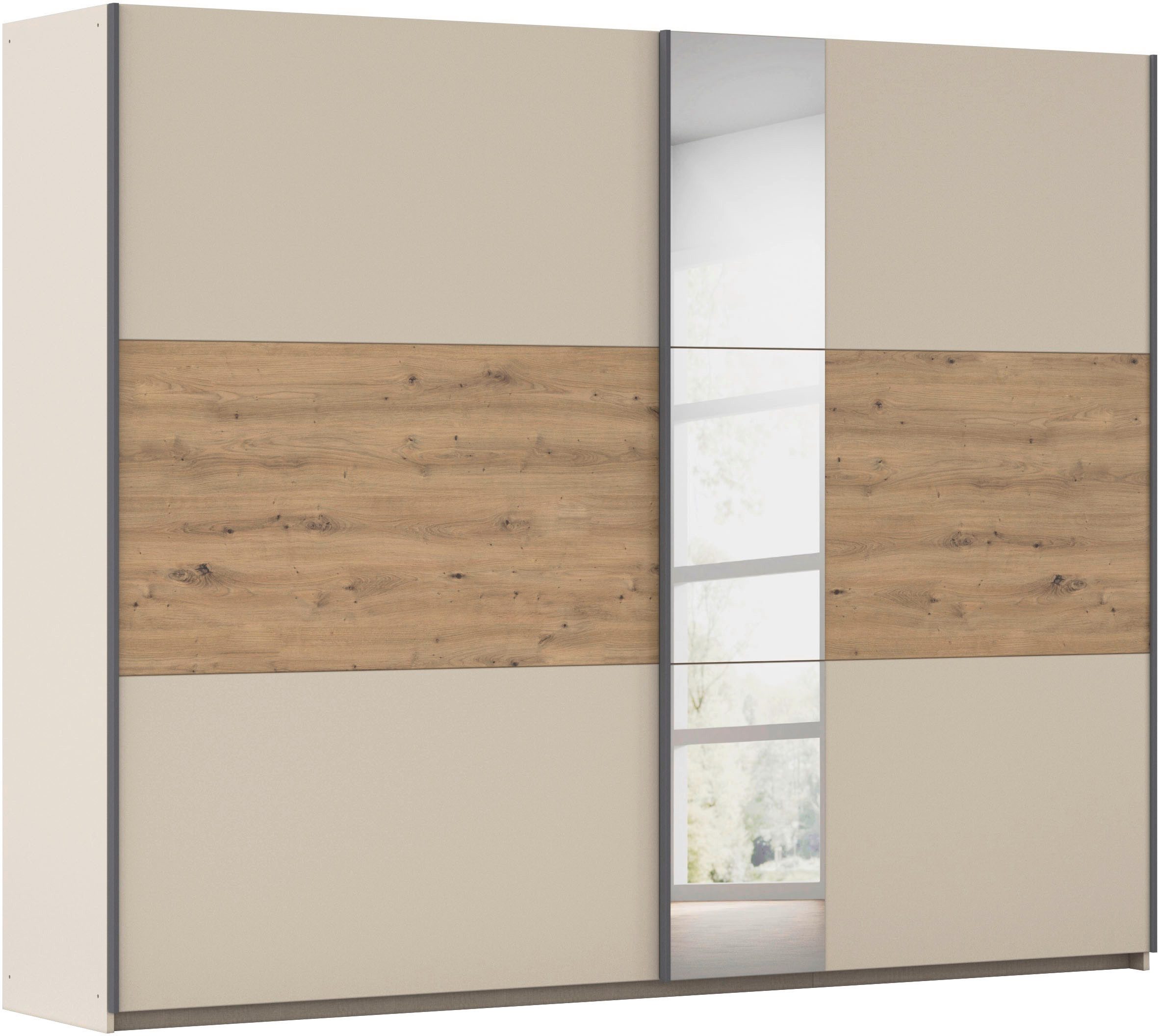 rauch Schwebetürenschrank Kleiderschrank Schrank Garderobe Schlafzimmerschrank SAJO in 2 Breiten (218, 261 cm) optional mit Spiegel MADE IN GERMANY