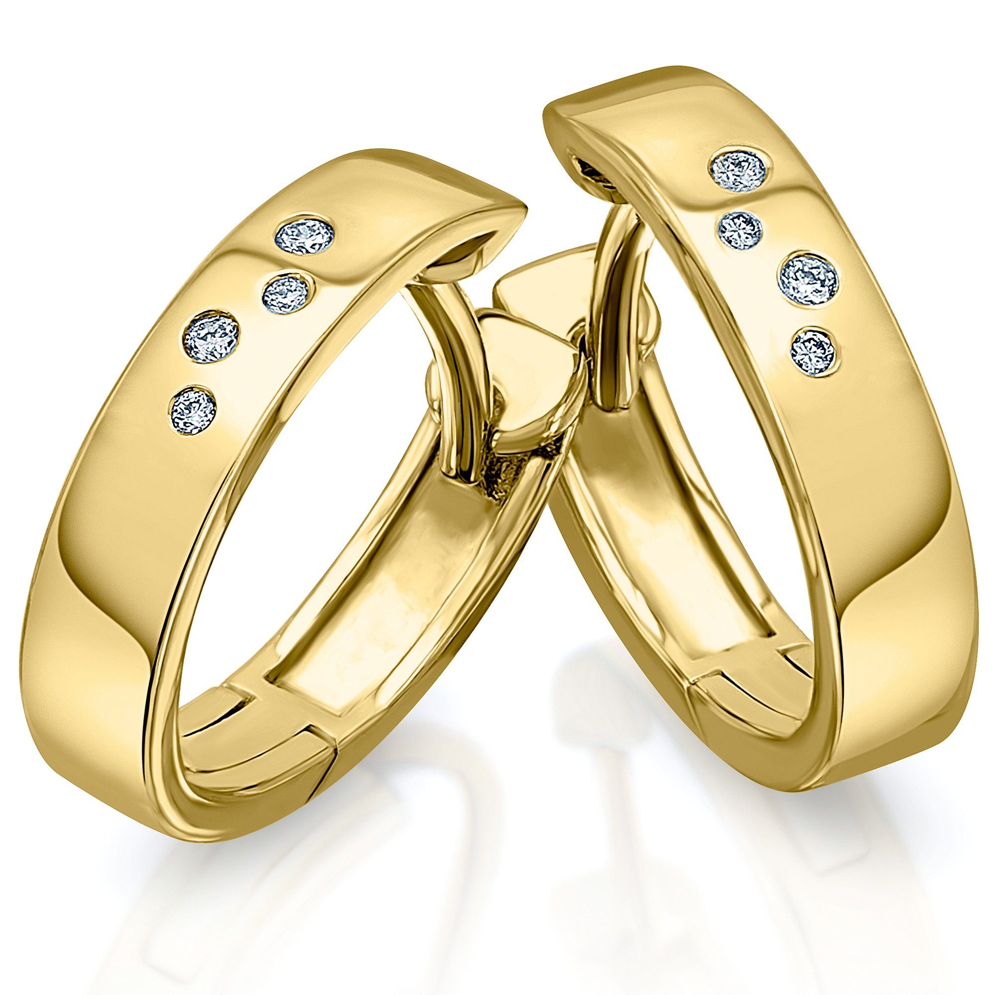 Damen Brillant Creolen ELEMENT Creolen Gold Gelbgold, Schmuck Ohrringe Paar ONE 585 0.04 aus ct Diamant