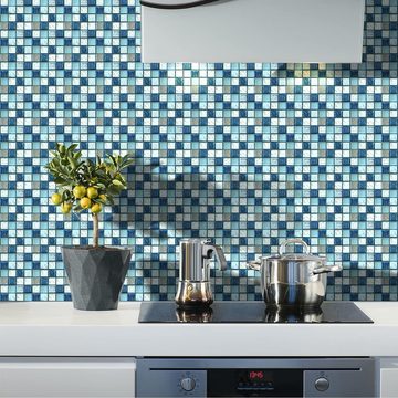 Coonoor Fliesenaufkleber Küchen Fliesenaufkleber, Mosaik Fliesenaufkleber im 40er Set, Selbstklebende Fliesendekor 10 x 10cm, für Küche und Bad