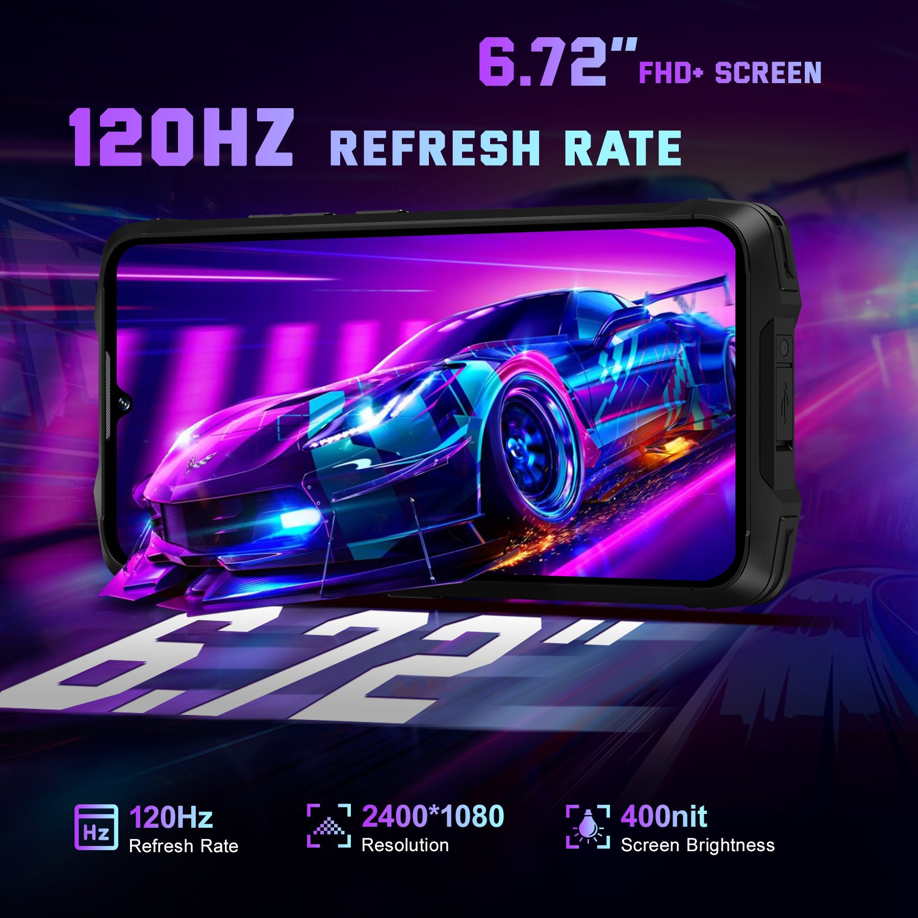Cubot KingKong Power 3 Android 14 Smartphone (17,06 cm/6.72 Zoll, 256 GB Speicherplatz, 100 MP Kamera, 12GB RAM 256GB ROM, 10200 mAh, 33W Schnellladung, OTG, NFC, GPS, IP68)