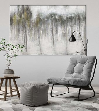 KUNSTLOFT Gemälde Rainy Day 120x80 cm, Leinwandbild 100% HANDGEMALT Wandbild Wohnzimmer