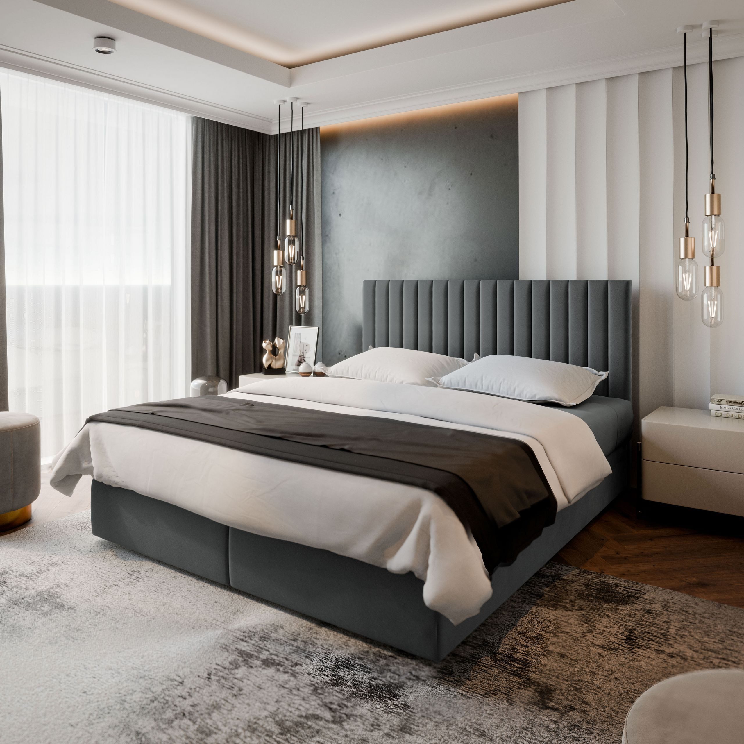 Masseno Boxbett BRESEL 180x200 cm mit Bonell Matratze und Topper günstig online kaufen