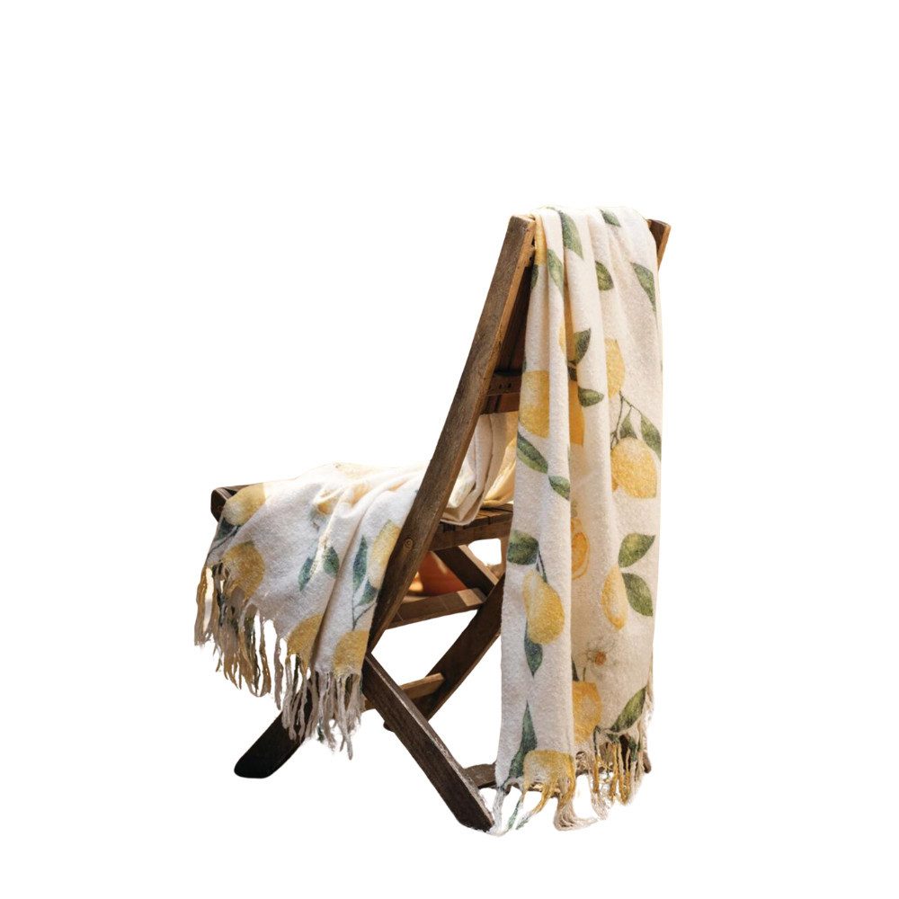 Wohndecke Zitrone Sommer Wohn Decke Sofa Deko Webdecke Fransendecke mediterran, Home-trends24.de
