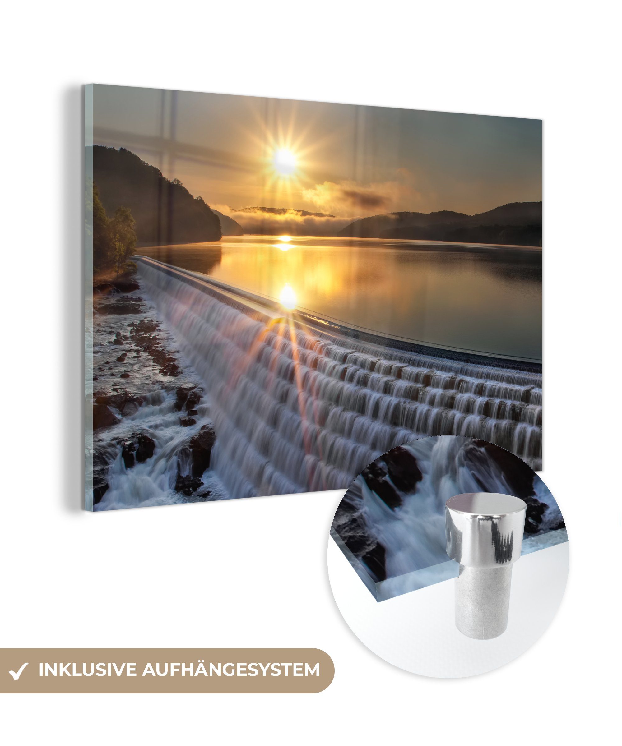 MuchoWow Acrylglasbild Der neue Croton-Damm bei Sonnenaufgang, (1 St), Acrylglasbilder Wohnzimmer & Schlafzimmer