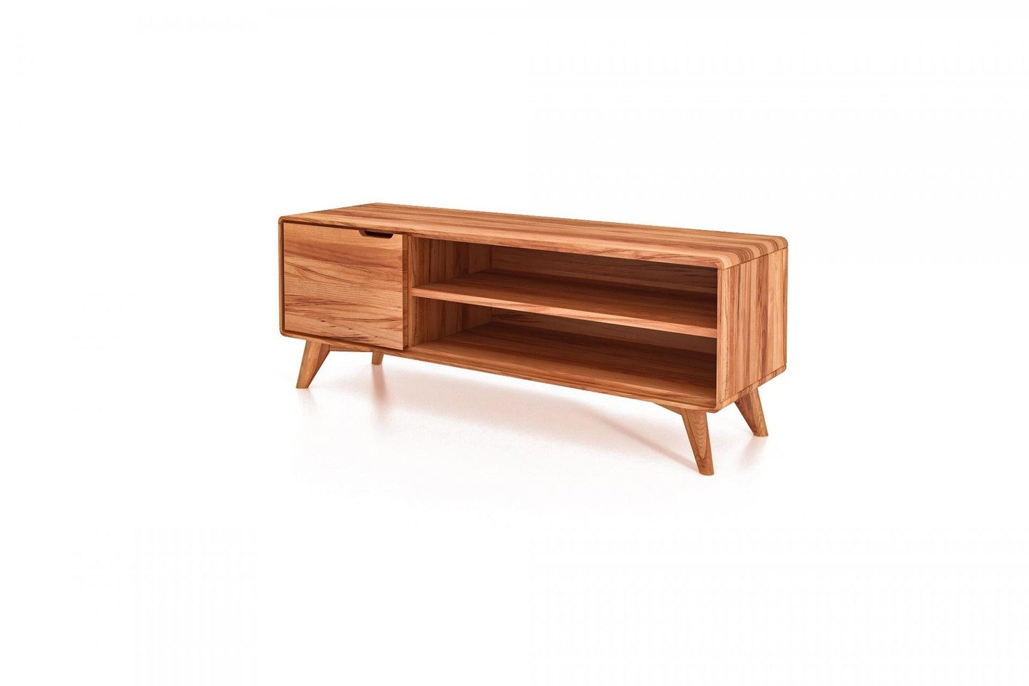 Natur24 Lowboard TV-Board Gerg Kernbuche 134x40x48 mit 1 Tür und 2 offenen Fächern