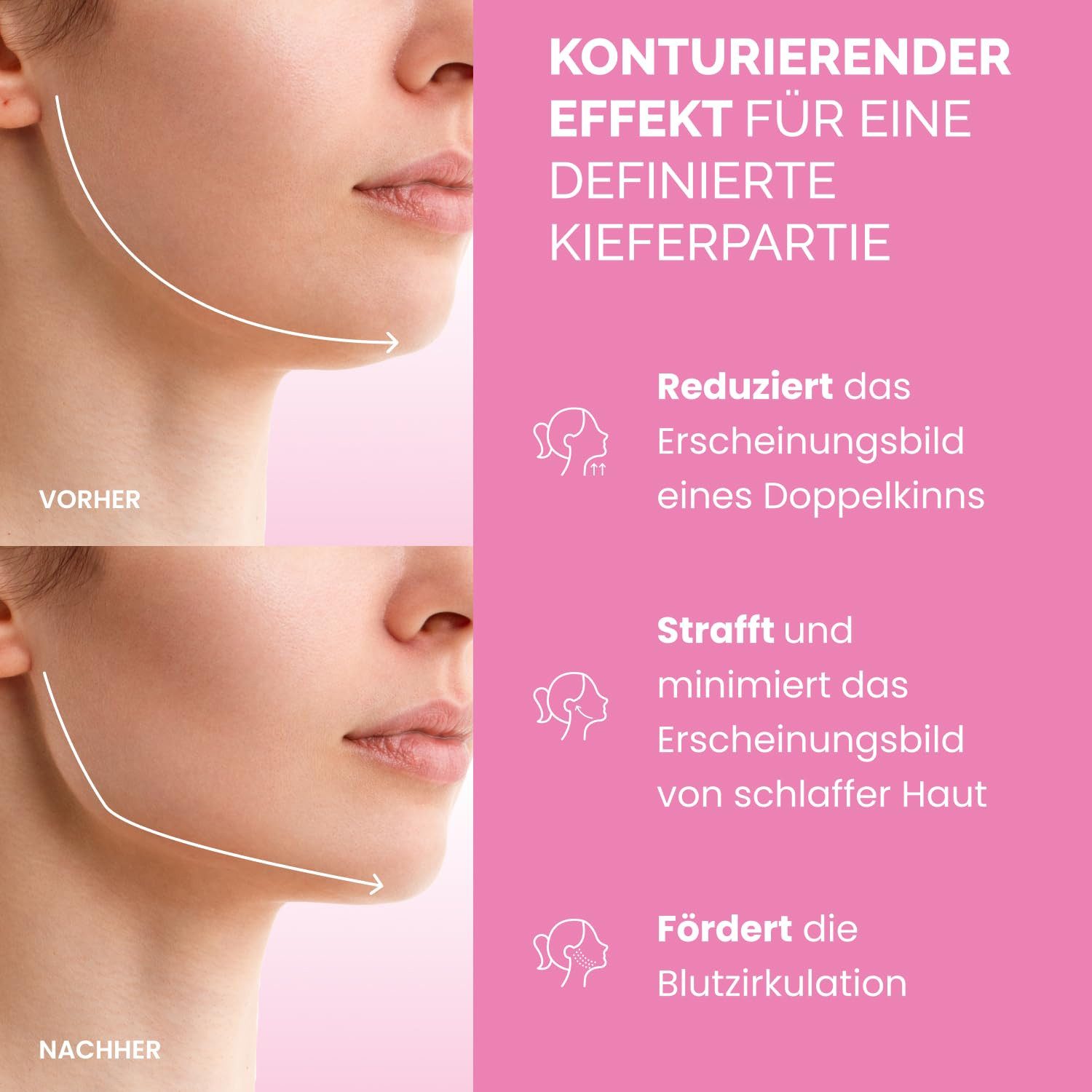 PLANTIFIQUE Gesichtsmaske Kinnmaske Doppelkinn Wiederverwendbar Beauty-Accessoire, V-Line Gesichtsmaske für definierte Gesichtskonturen