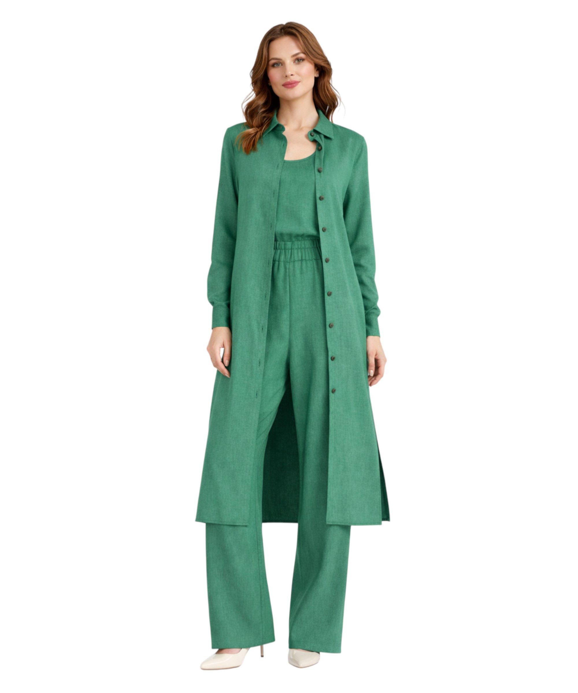 fashionshowcase Longtunika Damen Hemdkleid Stil mit Knöpfen Langarm Modest