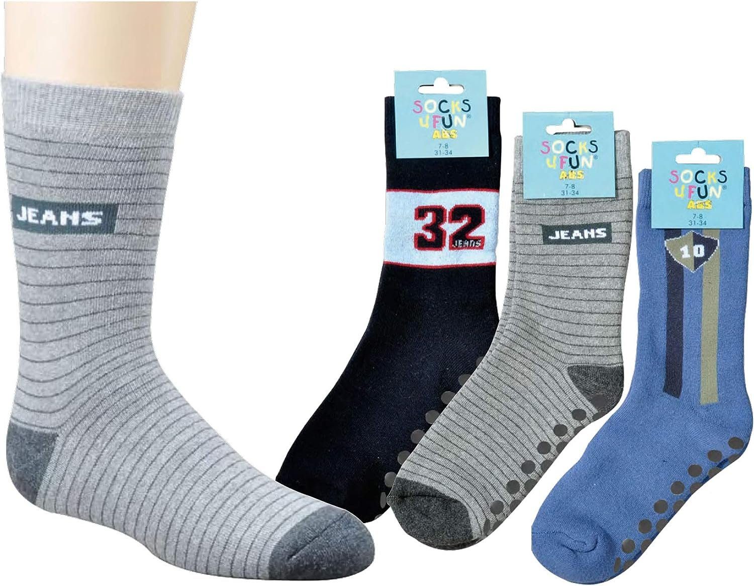 TippTexx 24 ABS-Socken 6 Paar lustige Kinder Stoppersocken rutschfeste Socken mit ABS-Stopper (Set, 6 Paar) Vollfrottee-Fütterung, Anti-Rutsch-Sohle