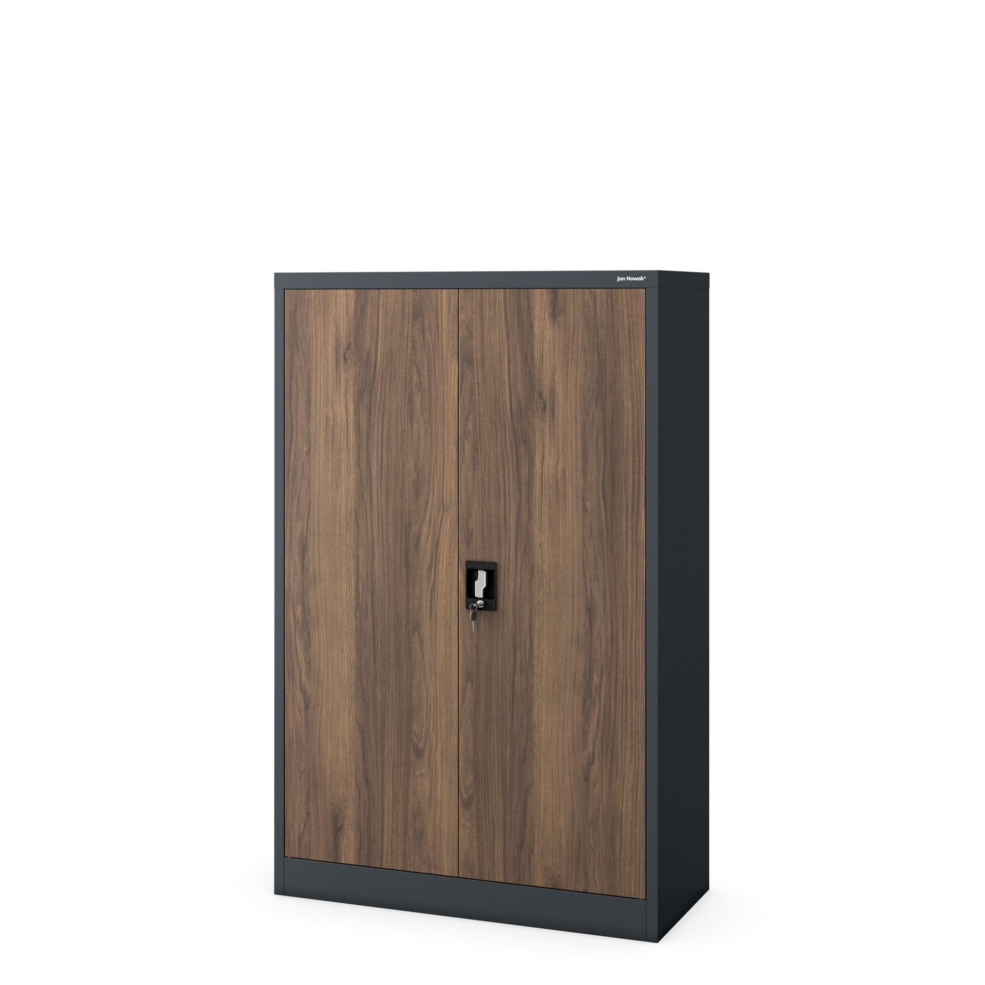 Jan Nowak Aktenschrank Metall Büroschrank abschließbar 90 cm KEVIN 3 Böden Stahl kompakt (Stahl 0,6 mm Wandmontage möglich PZH-zertifiziert 140 cm) Aktenschrank 30 Ordner Schloss 2 Schlüssel robust 5 Farben