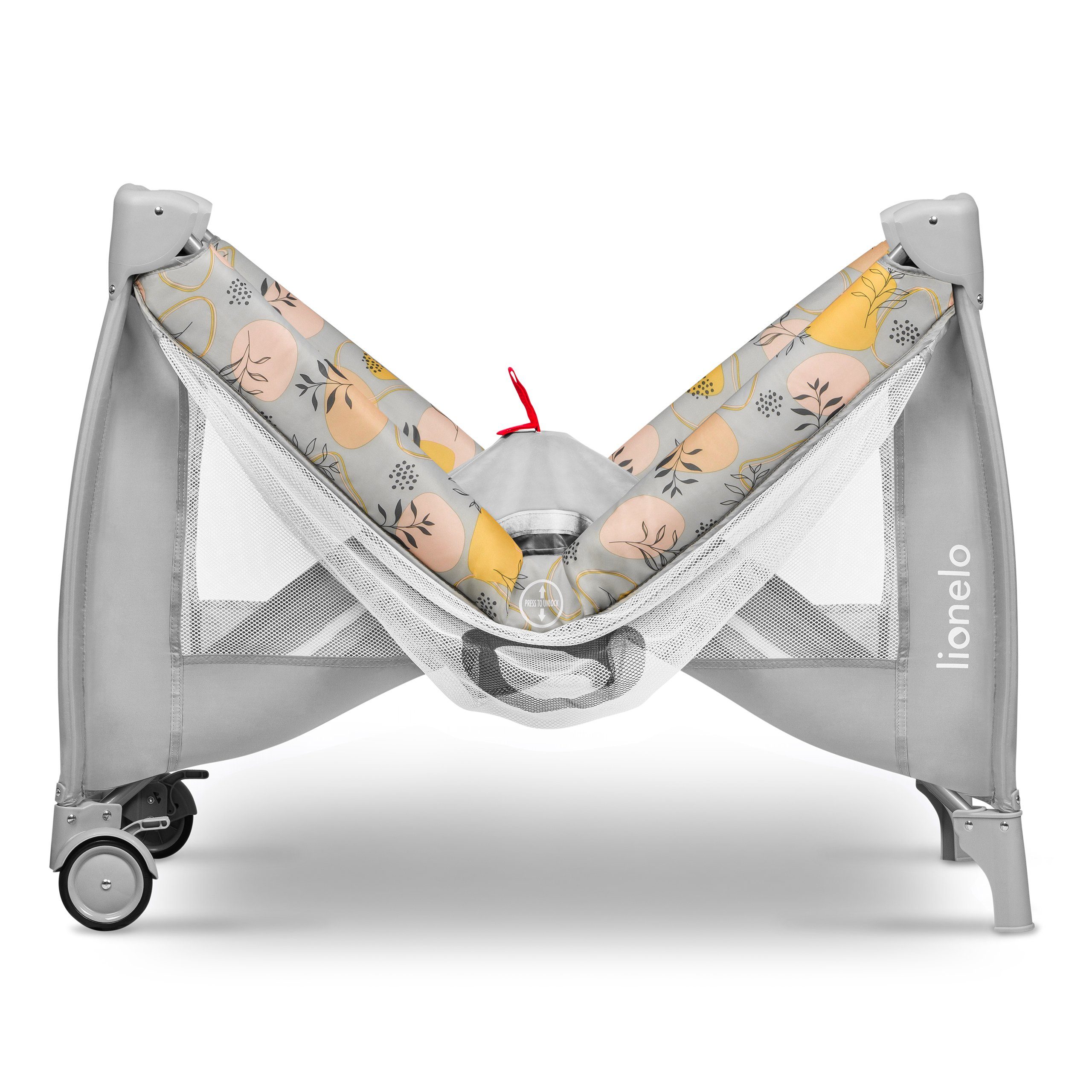 lionelo Baby-Reisebett Stefi Plus, 2in1: Babybett & Laufstall ; Kompakte Größe ; Luftiges Netz