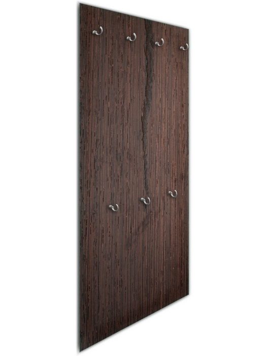 Wallario Wandgarderobe Holz-Optik Textur dunkelbraunes Holz (1-teilig inkl. Haken und Befestigungsset) 50x125cm aus ESG-Sicherheitsglas