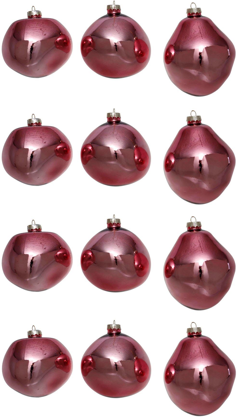 Leonique Weihnachtsbaumkugel Birdelle glänzend, Weihnachtsdeko, (12 Ø cm, Baumkugeln organischer Form, Christbaumschmuck, St), in rosa Christbaumkugeln aus ca. Glas 6 organische Kugeln