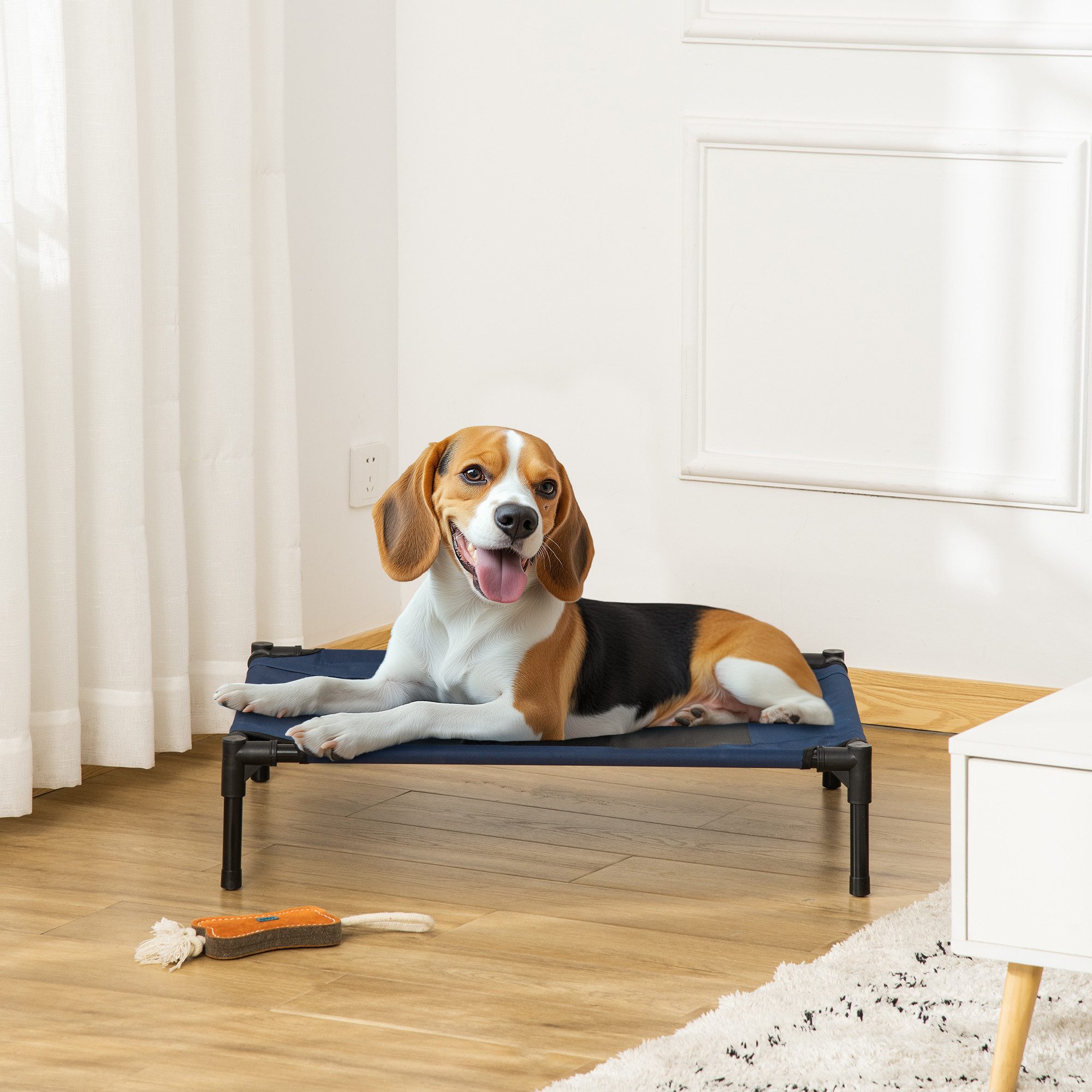 PawHut Hundebett Hundeliege Outdoor Katzenbett Haustierbett Schlafplatz 76,2x61x18cm Stahl 600D Oxford-Gewebe Blau für drinnen & draußen   Aosom.de von PawHut