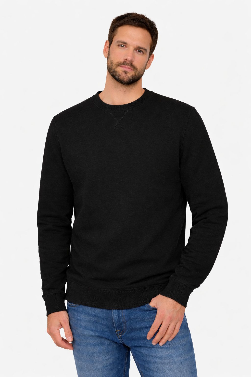 Smith & Solo Sweatshirt Herren, Pullover Baumwolle Loose Fit, Langarm, unif günstig online kaufen