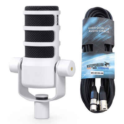 RØDE Mikrofon Podmic Podcast-Mikrofon Weiss (mit XLR-Kabel)