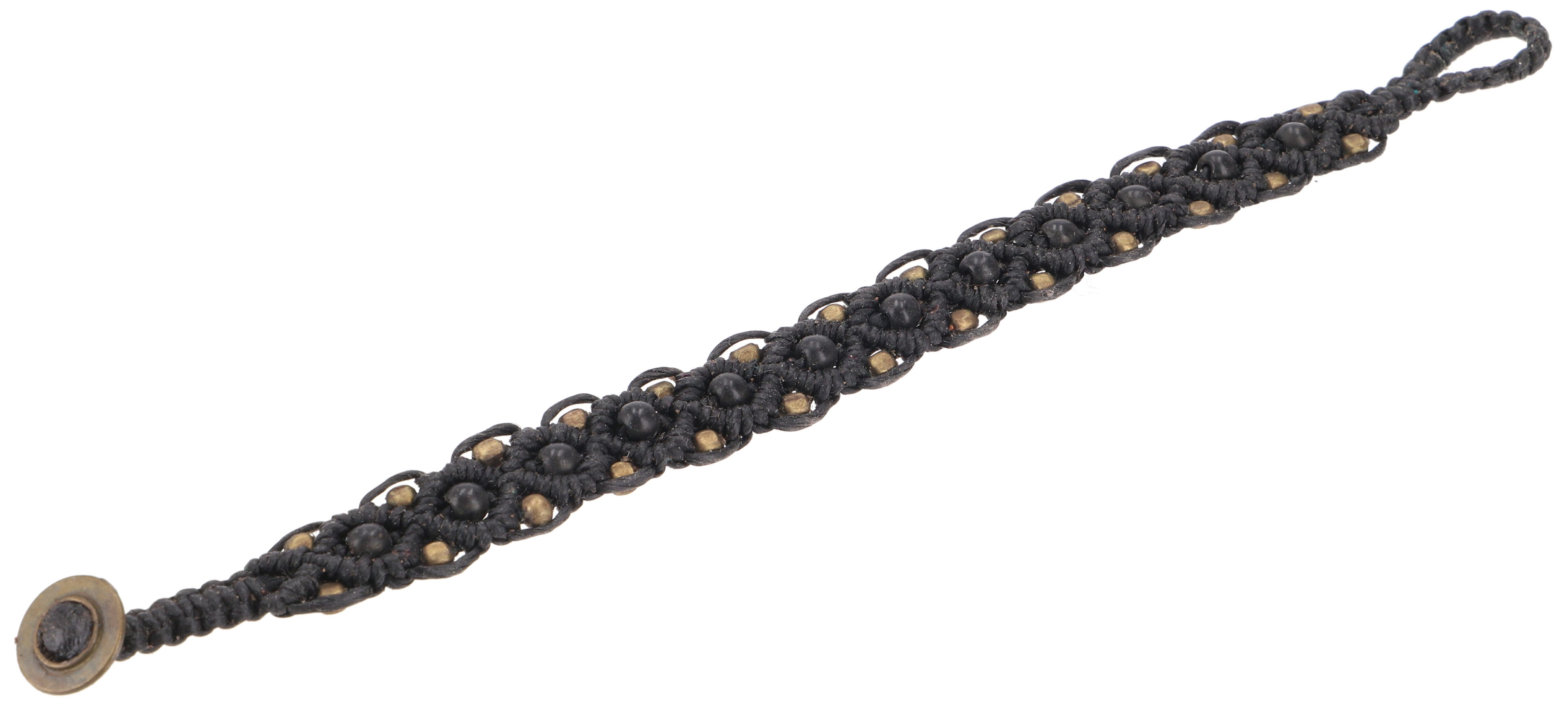 Guru-Shop Armreif Perlenarmband, Makramee Armband - dunkelbraun