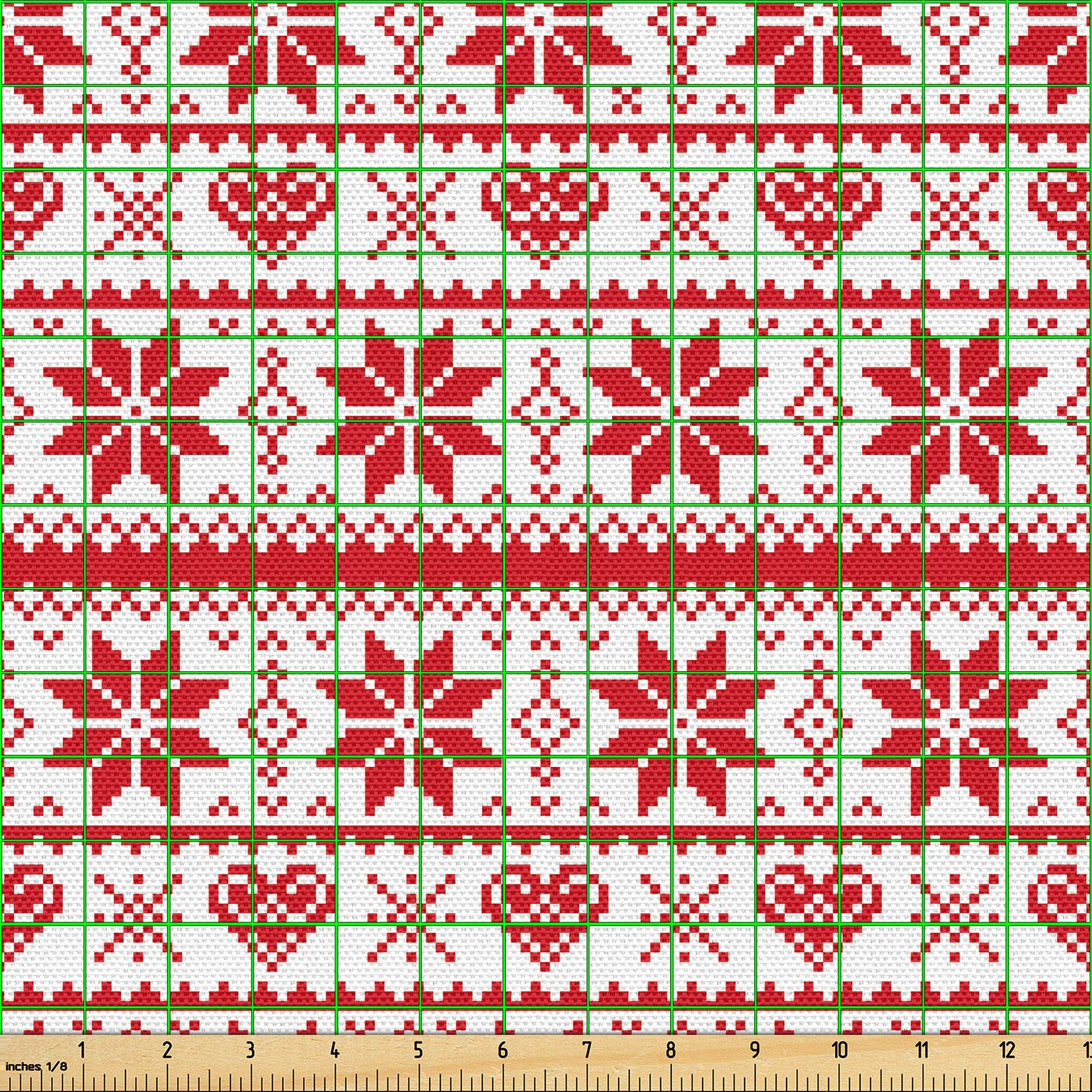 Thumbnail - Abakuhaus Stoff Schön Gewebten Stoff für Polster und Wohnaccessoires, Weihnachten Nordic Borders