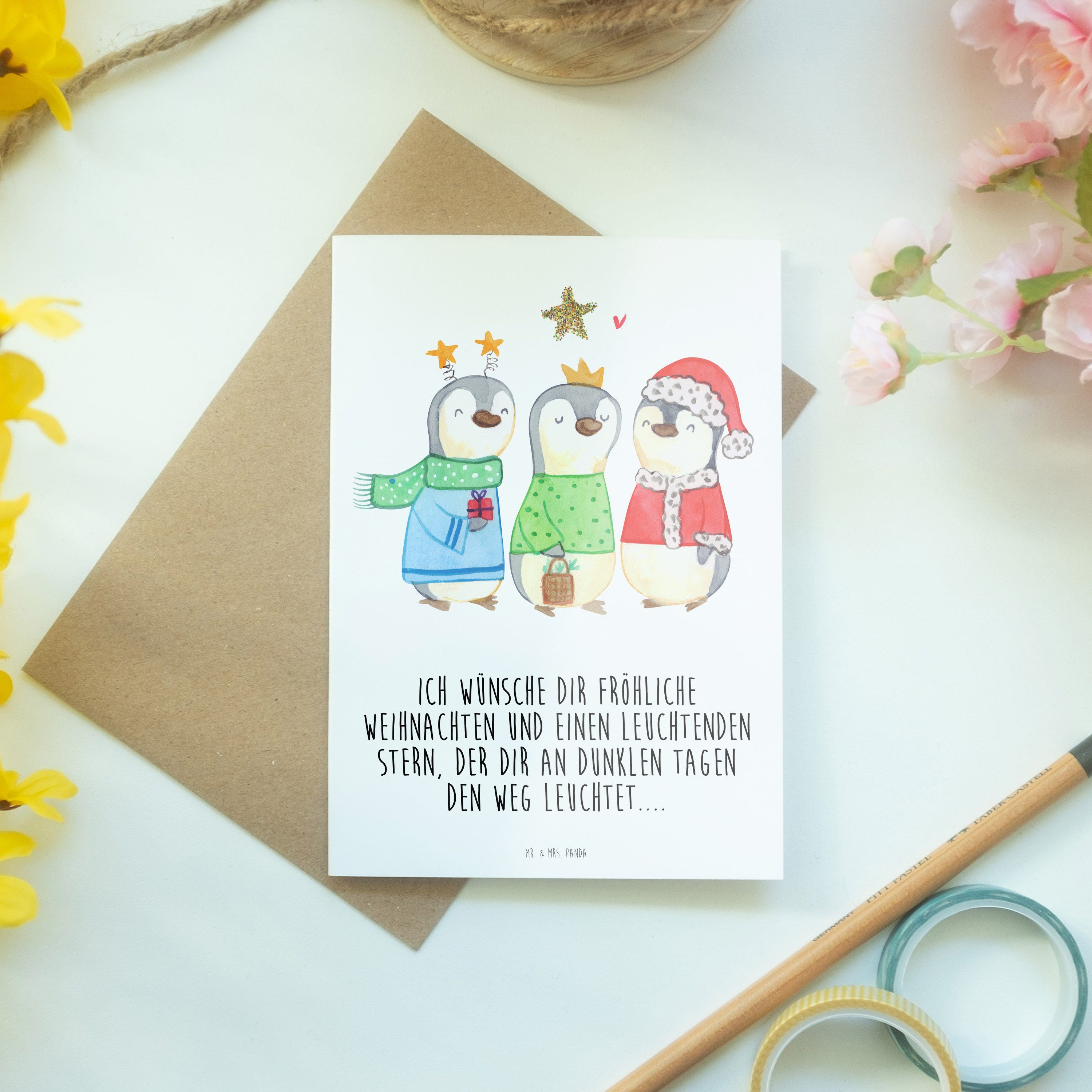 Mr. & Mrs. Panda Grußkarte - - Könige Winterzeit Heilige Weiß Geb Weihnachtsdeko, drei Geschenk