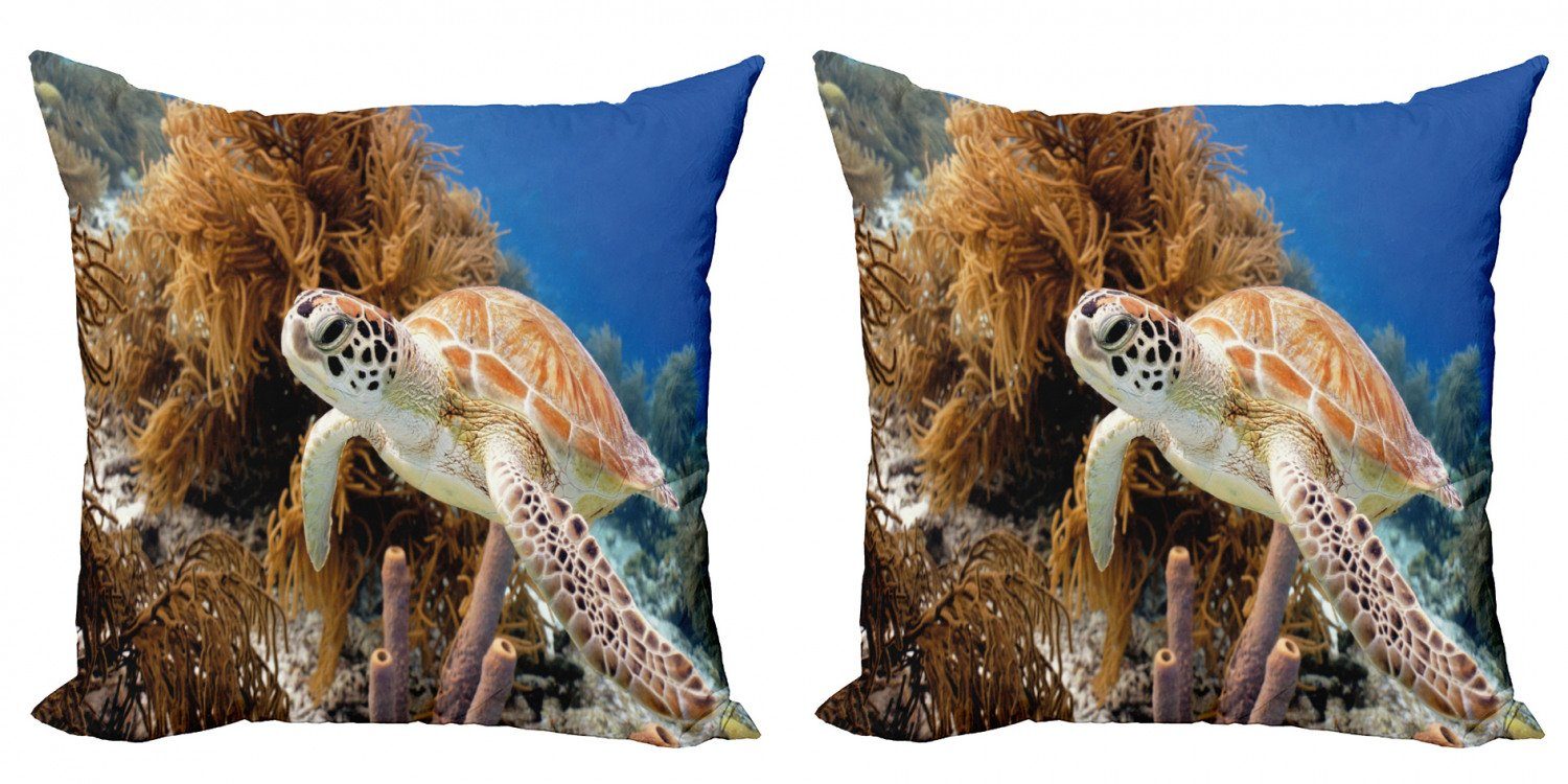 Kissenbezüge Modern Accent Doppelseitiger Digitaldruck, Abakuhaus (2 Stück), Schildkröte Tropic Waters Korallenriff