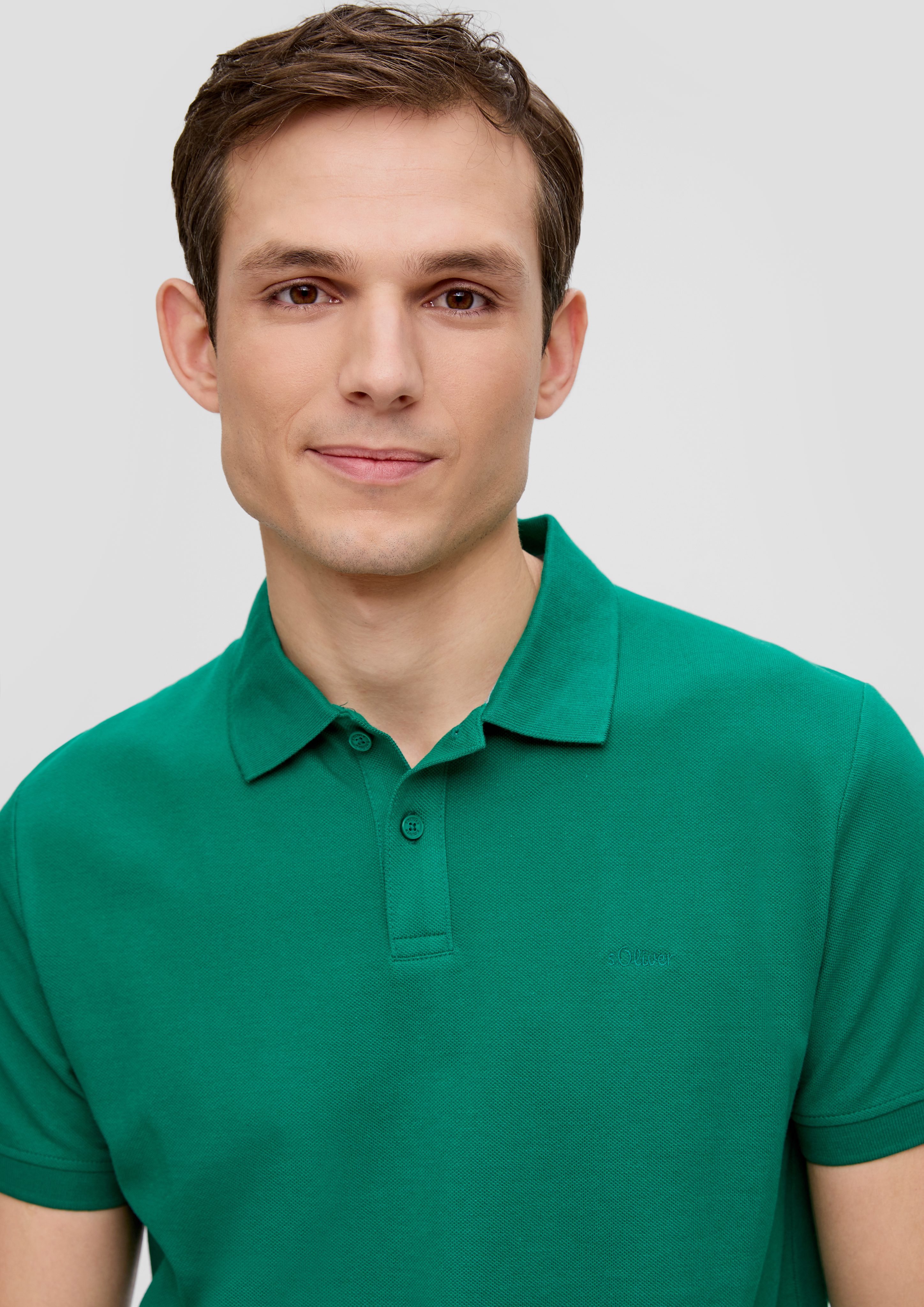 s.Oliver Kurzarmshirt Poloshirt aus Baumwollpiqué Logo günstig online kaufen