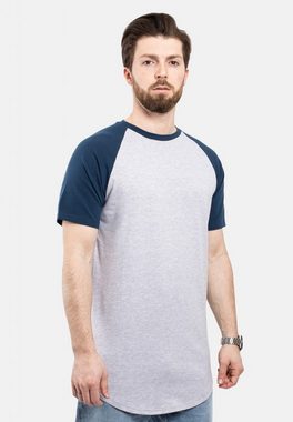 Blackskies T-Shirt Round Baseball Kurzarm Longshirt T-Shirt Grau-Navyblau Small