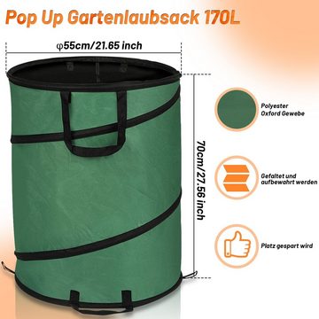 Clanmacy Gartensack Gartensack Popup für Laub Gartenabfallbehälter 170L Gartenabfallsack, (2-tlg)