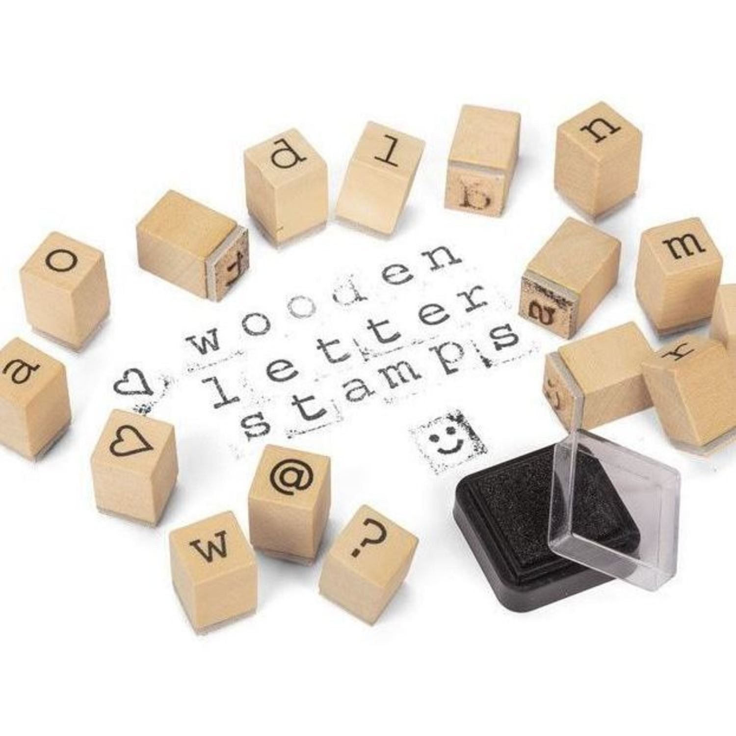 Stempel Buchstaben Holzstempel mit Stempelkissen im 31er Set