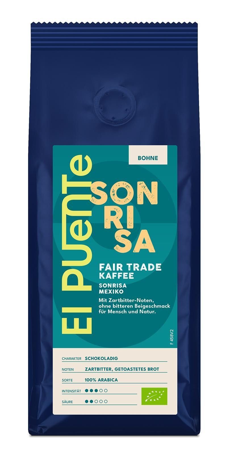 El Puente Kaffee Sonrisa - Bio-Kaffeebohnen 250 g, Fair Trade, Vegan, Bio, Handmade