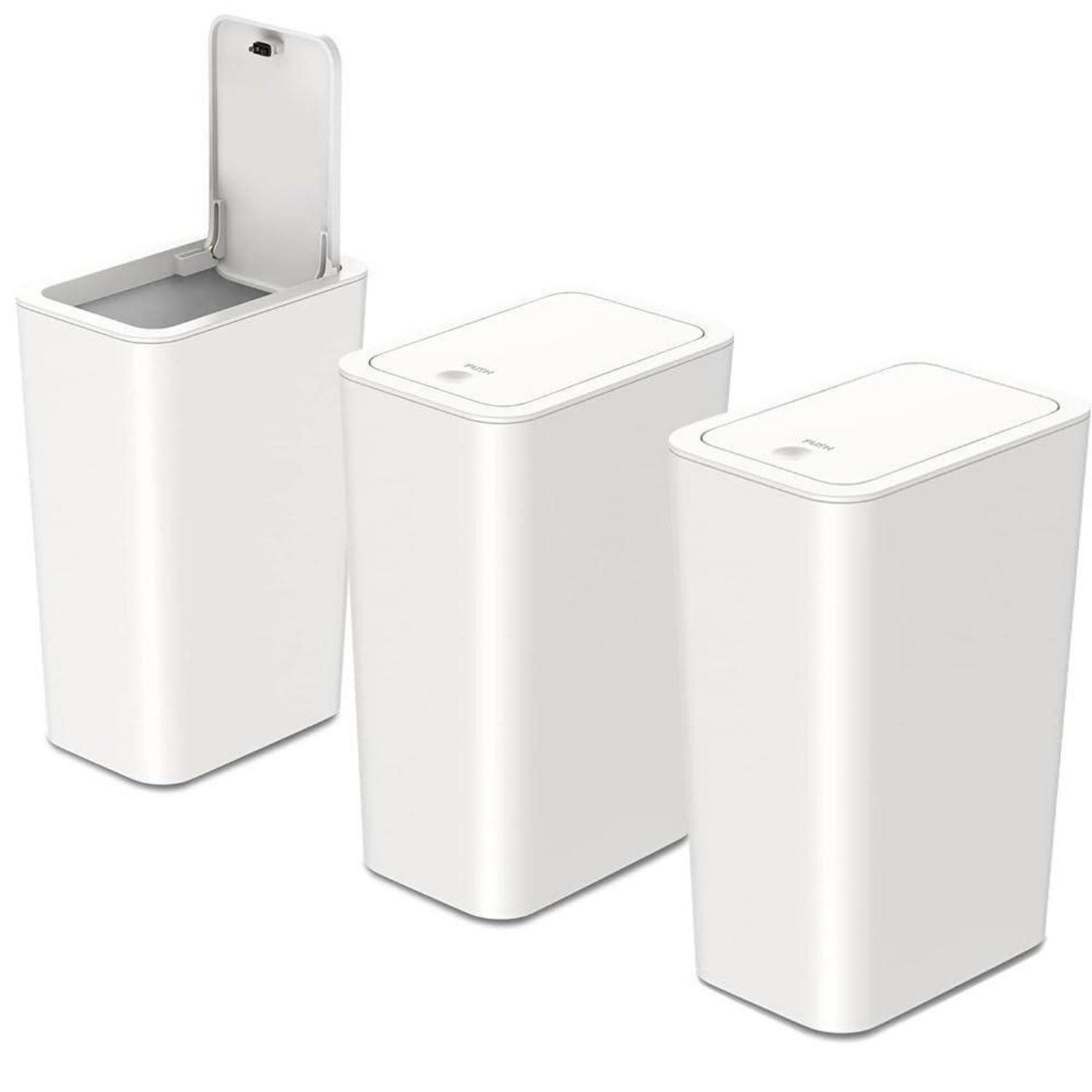 LuxusKollektion Kosmetikeimer Badezimmer Mülleimer 10L 3 Stk. weiß