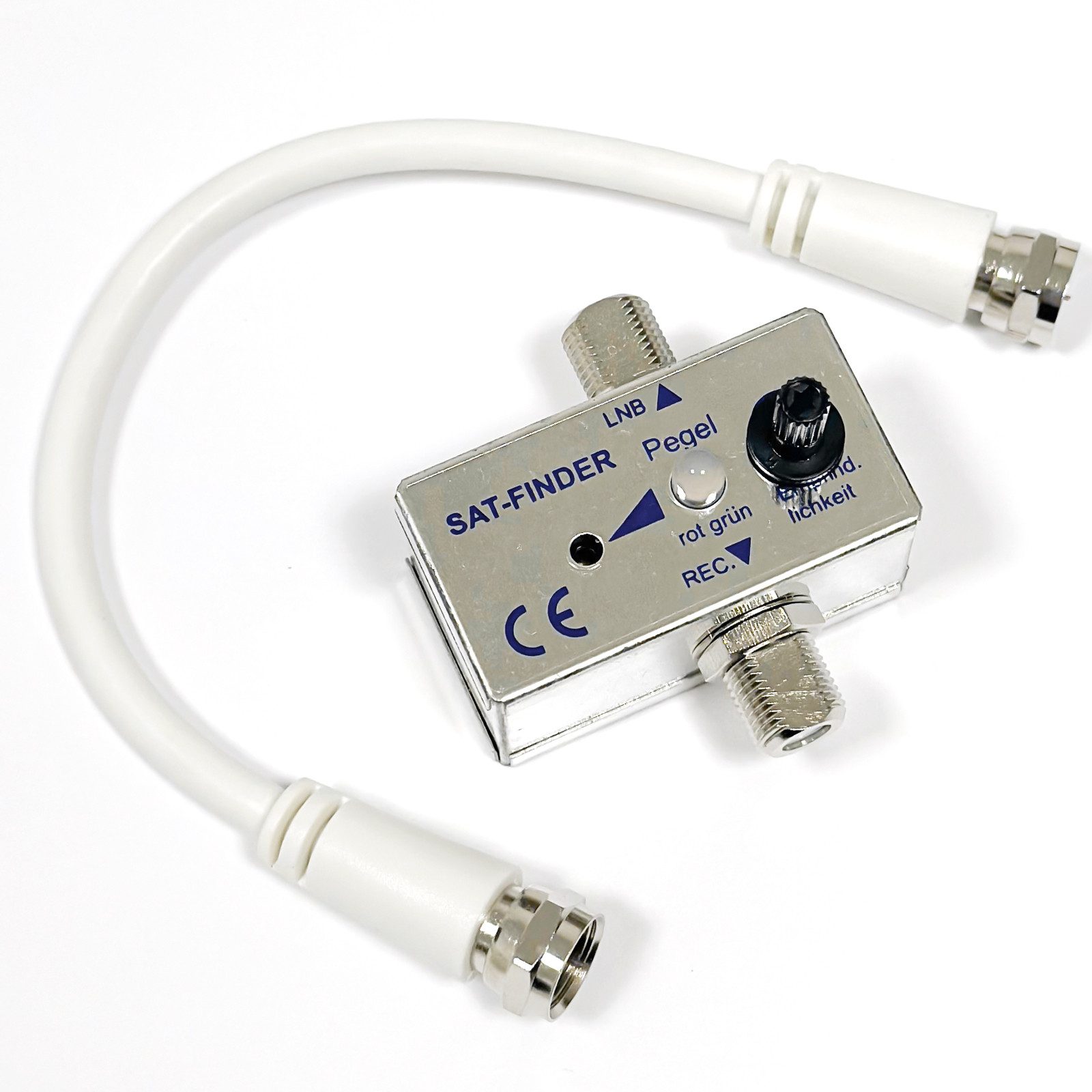 HB-DIGITAL Satfinder Satfinder mit LED und Signalton, Einfach per Anschlusskabel zwischen LNB und Receiver geschaltet.
