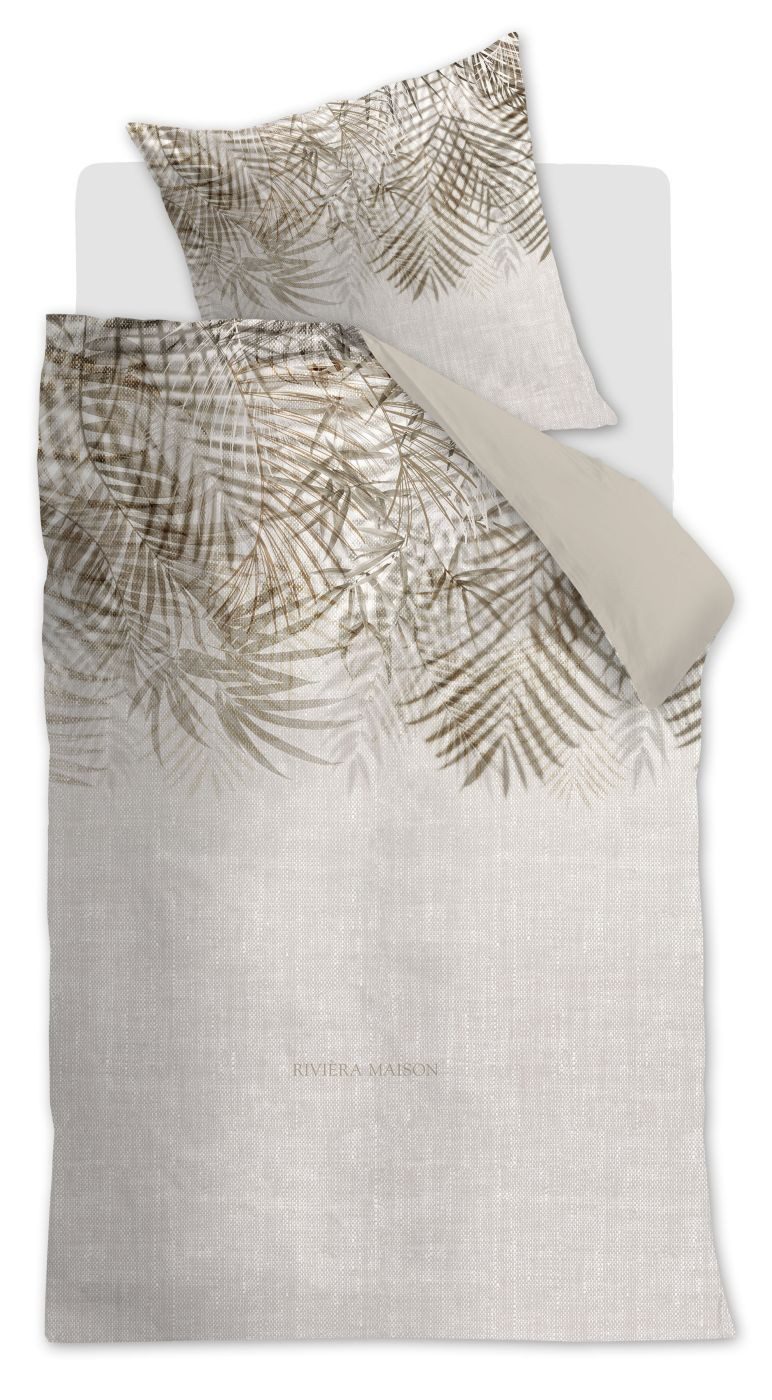 Rivièra Maison Bettwäsche Bettwäsche DE RM Palm Shade Natural 135x200 Natur, Baumwolle, 1 teilig, 135 x 200 cm + 1x 80 x 80 cm