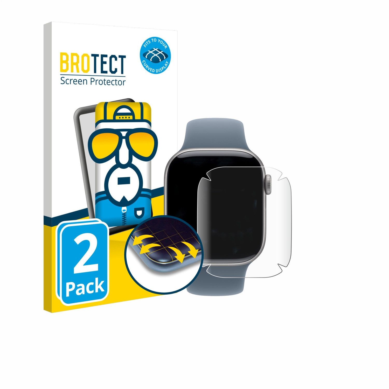 BROTECT Displayschutzfolie Fullscreen Schutzfolie für Apple Watch Series 11 (42 mm), 2 Stück, Displayschutz Folie Fullcover Klar Transparent